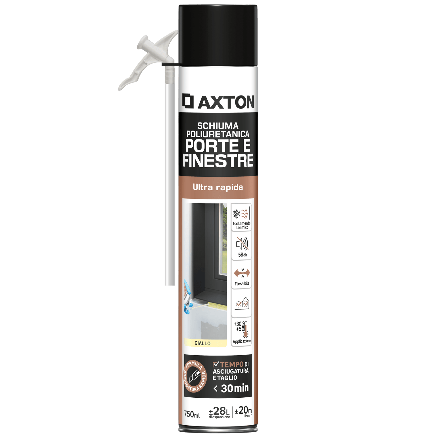 Bricocenter AXTON 750ML RAPID WINDOW AND DOOR FILLING POLYURETHANE FOAM WITH STRAW