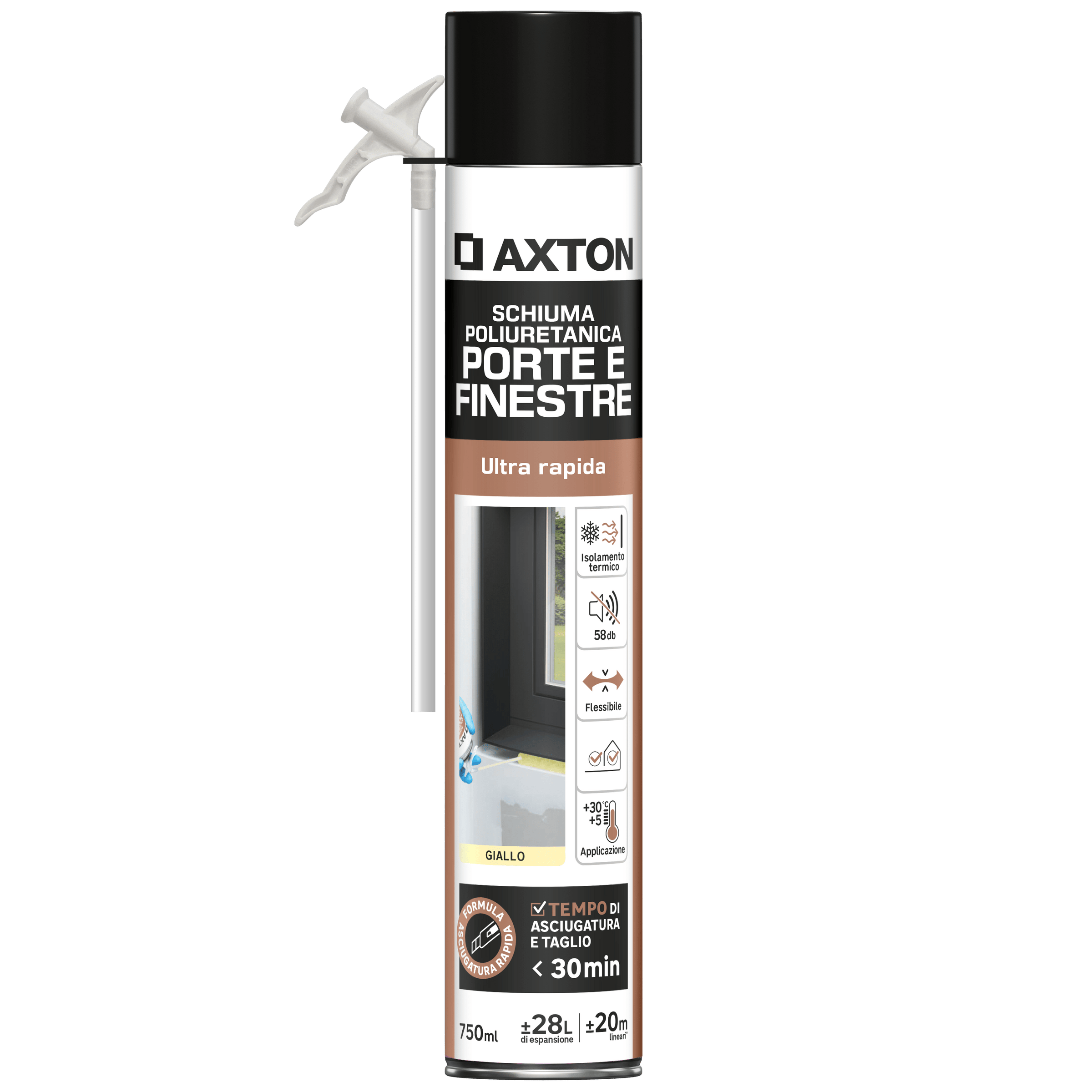 Bricocenter AXTON 750ML RAPID WINDOW AND DOOR FILLING POLYURETHANE FOAM WITH STRAW