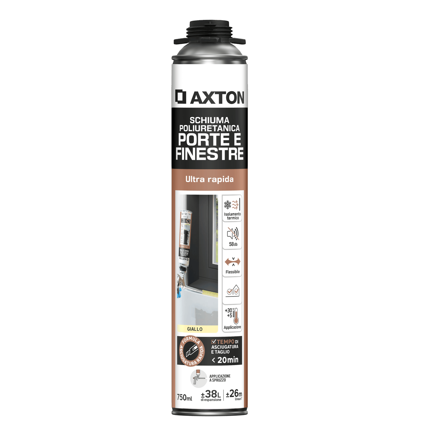 Bricocenter AXTON GUN RAPID WINDOW AND DOOR FILLING POLYURETHANE FOAM 750ML