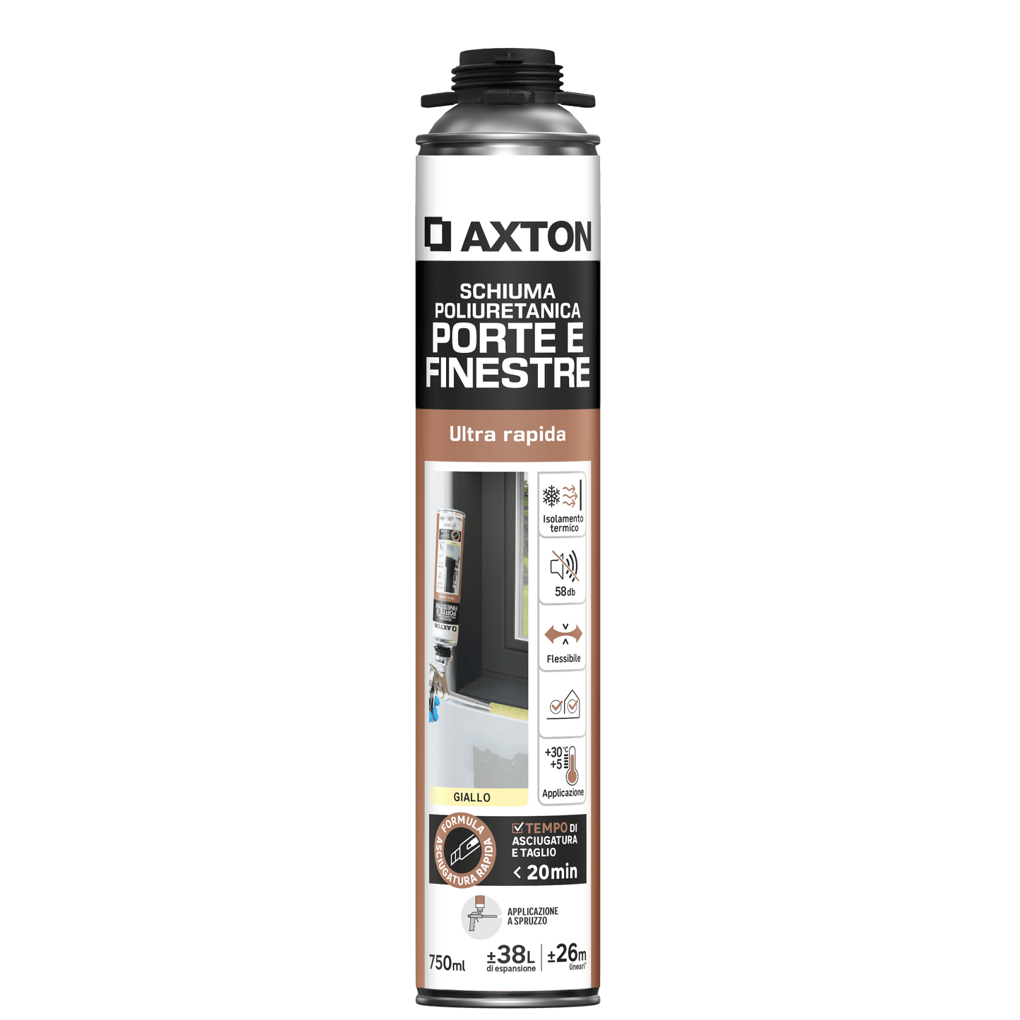 Bricocenter AXTON GUN RAPID WINDOW AND DOOR FILLING POLYURETHANE FOAM 750ML