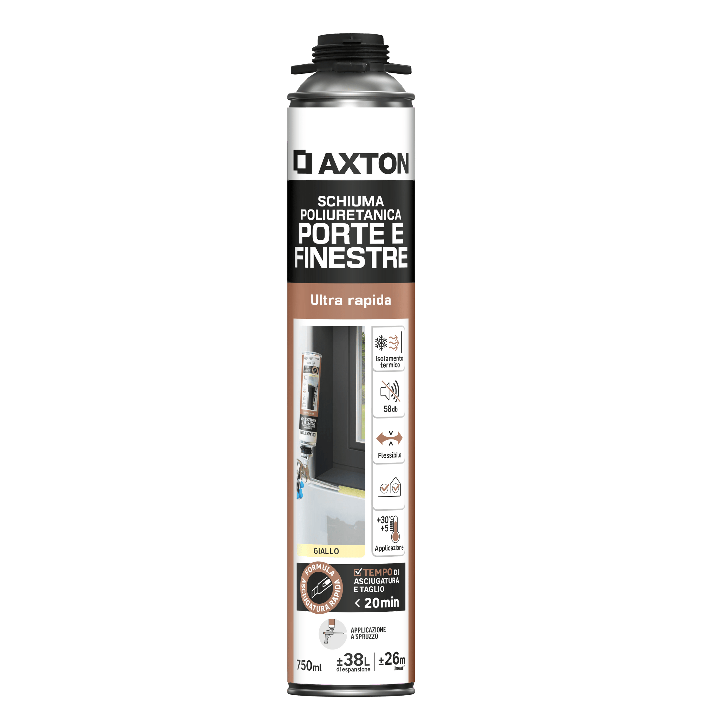 Bricocenter AXTON GUN RAPID WINDOW AND DOOR FILLING POLYURETHANE FOAM 750ML