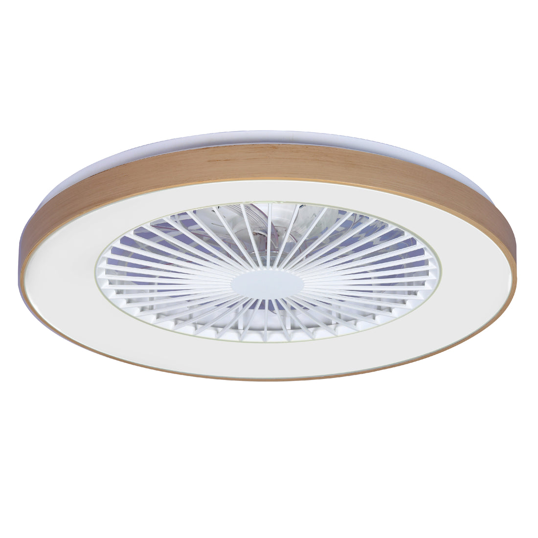 CEILING LIGHT WITH FAN ESTEPA PLASTIC WHITE AND BEECH D57 CM LED 55W CCT RGBW