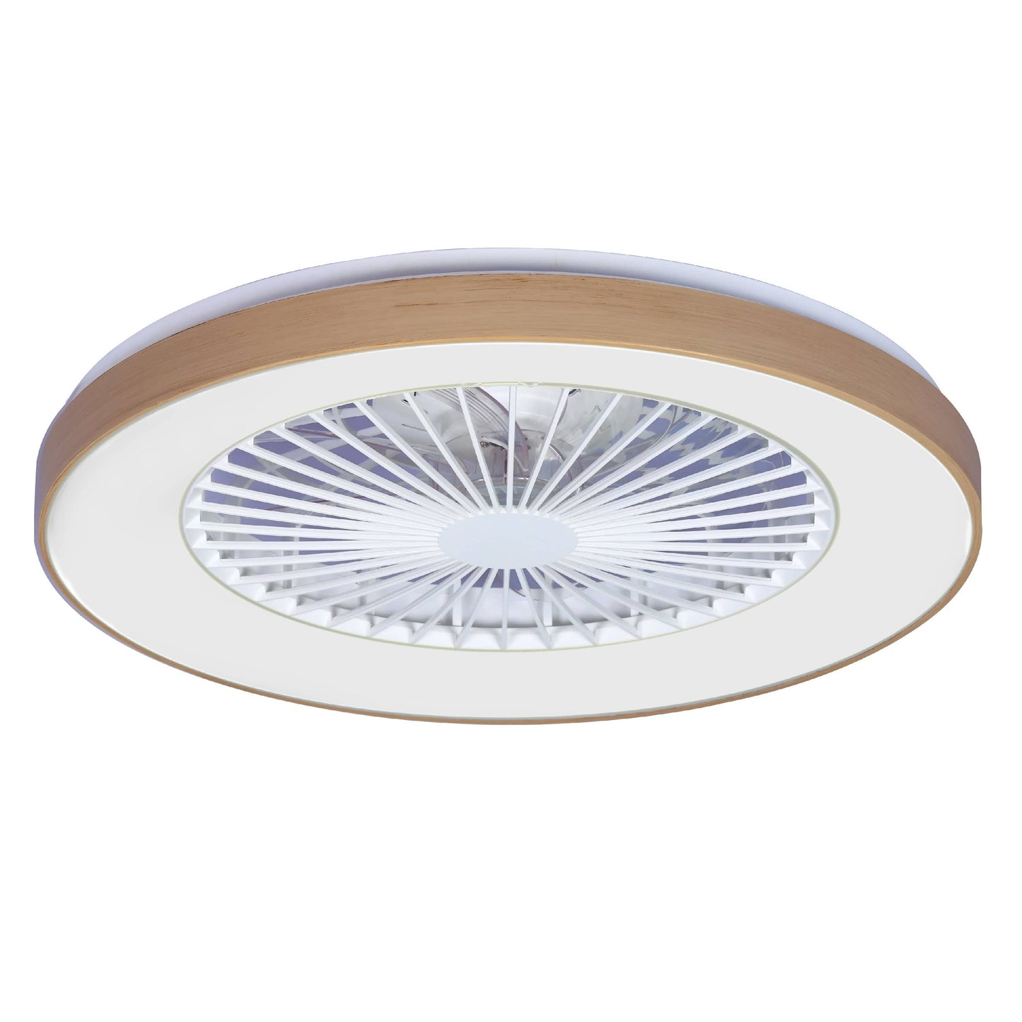 Bricocenter PLAFONIERA CON VENTILATORE ESTEPA PLASTICA BIANCO E FAGGIO D57 CM LED 55W CCT RGBW