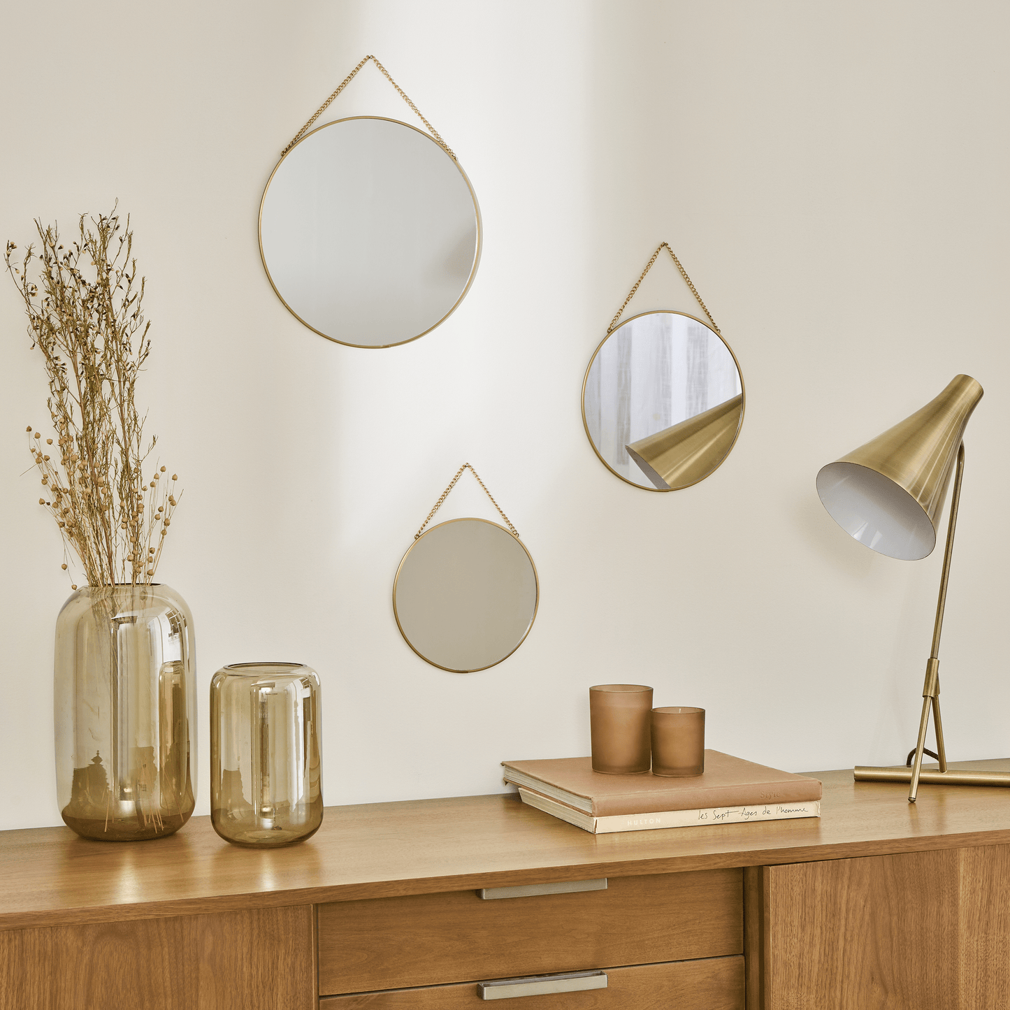 Bricocenter SET 3 GOLD MIRRORS 20-24-29CM