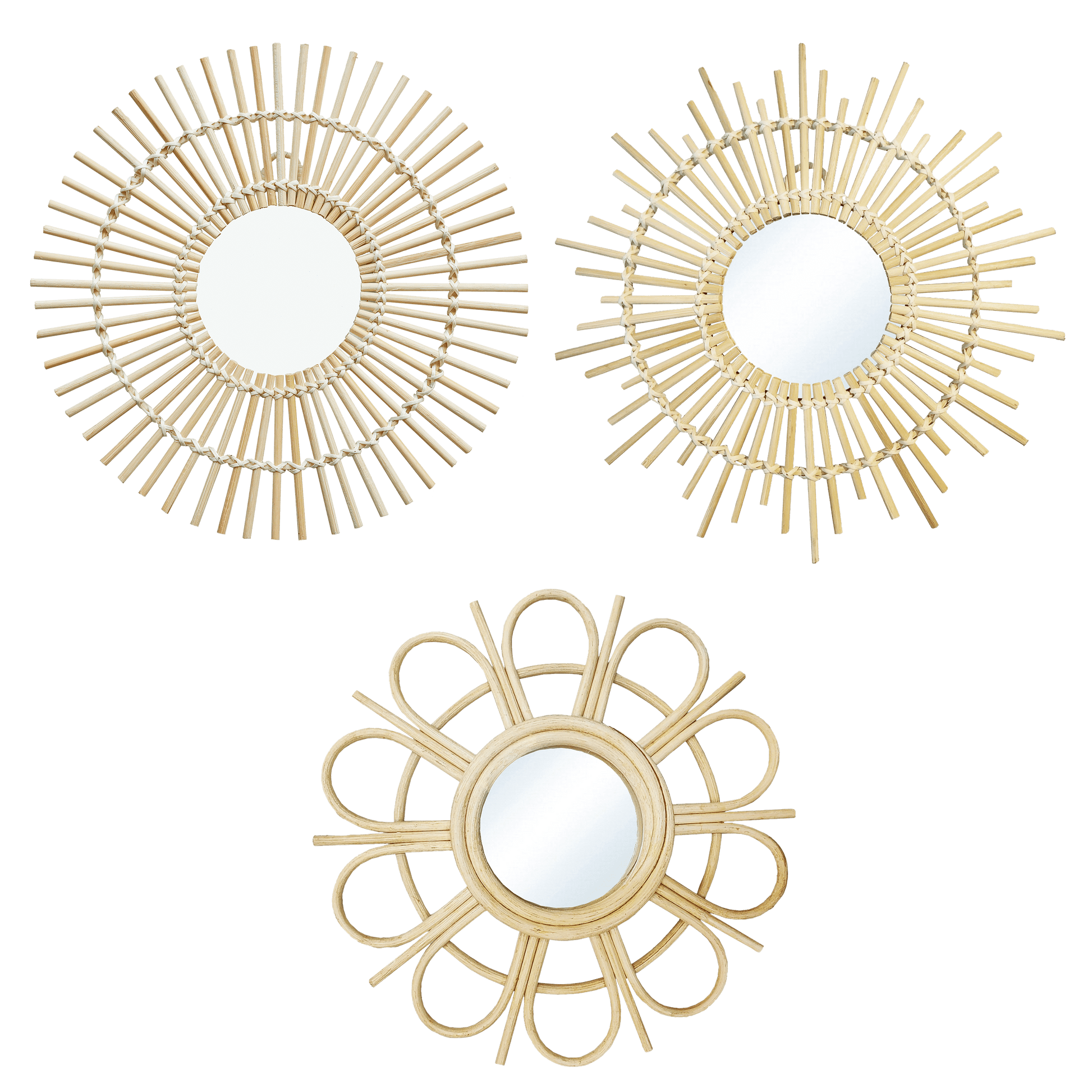 Bricocenter SET 3 BAMBOO MIRRORS D30 CM