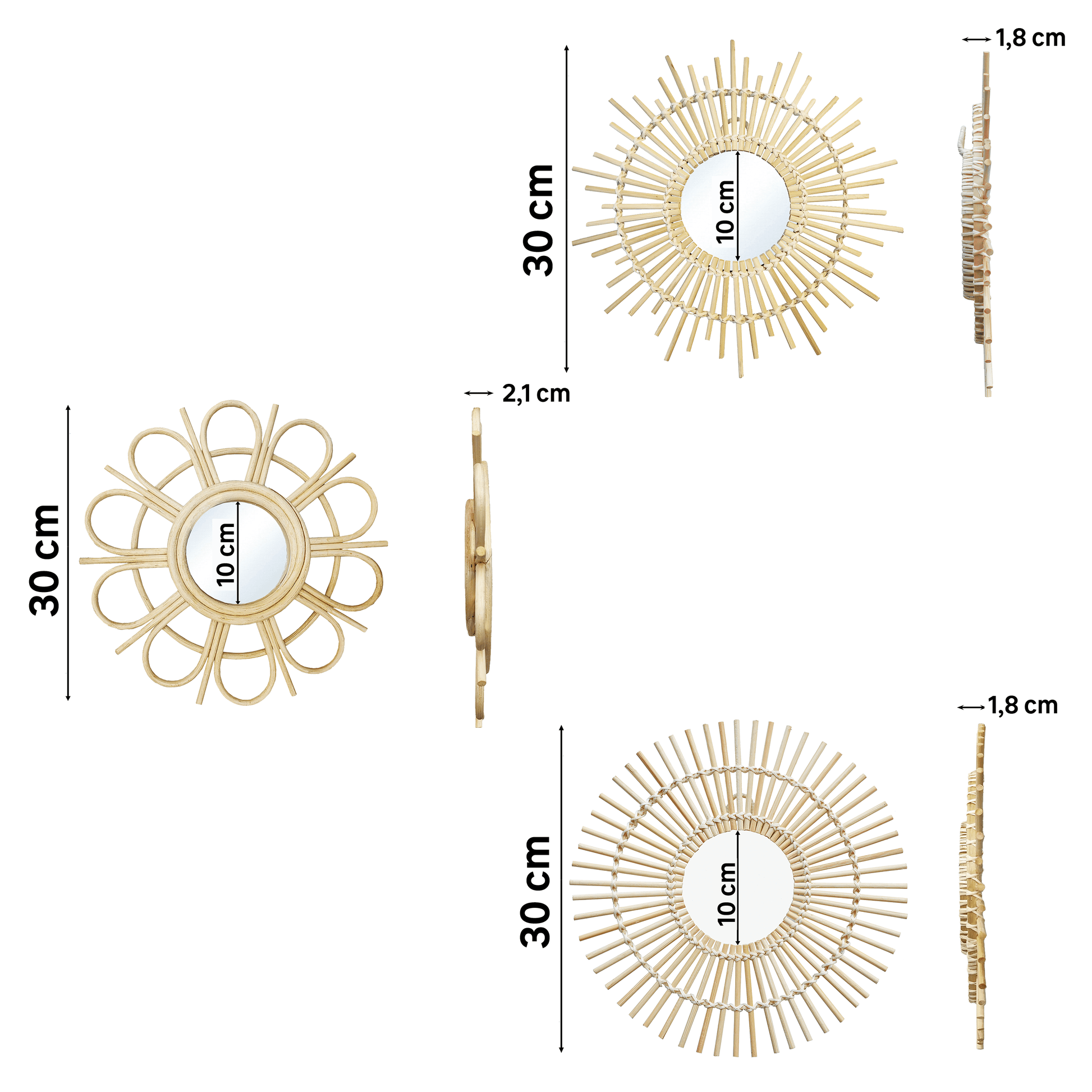 Bricocenter SET 3 BAMBOO MIRRORS D30 CM