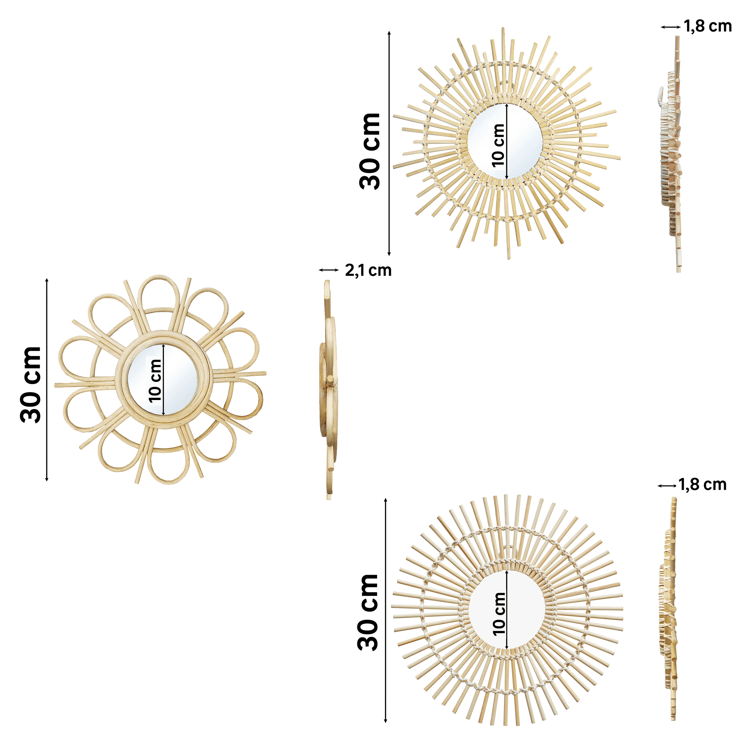 Bricocenter SET 3 BAMBOO MIRRORS D30 CM