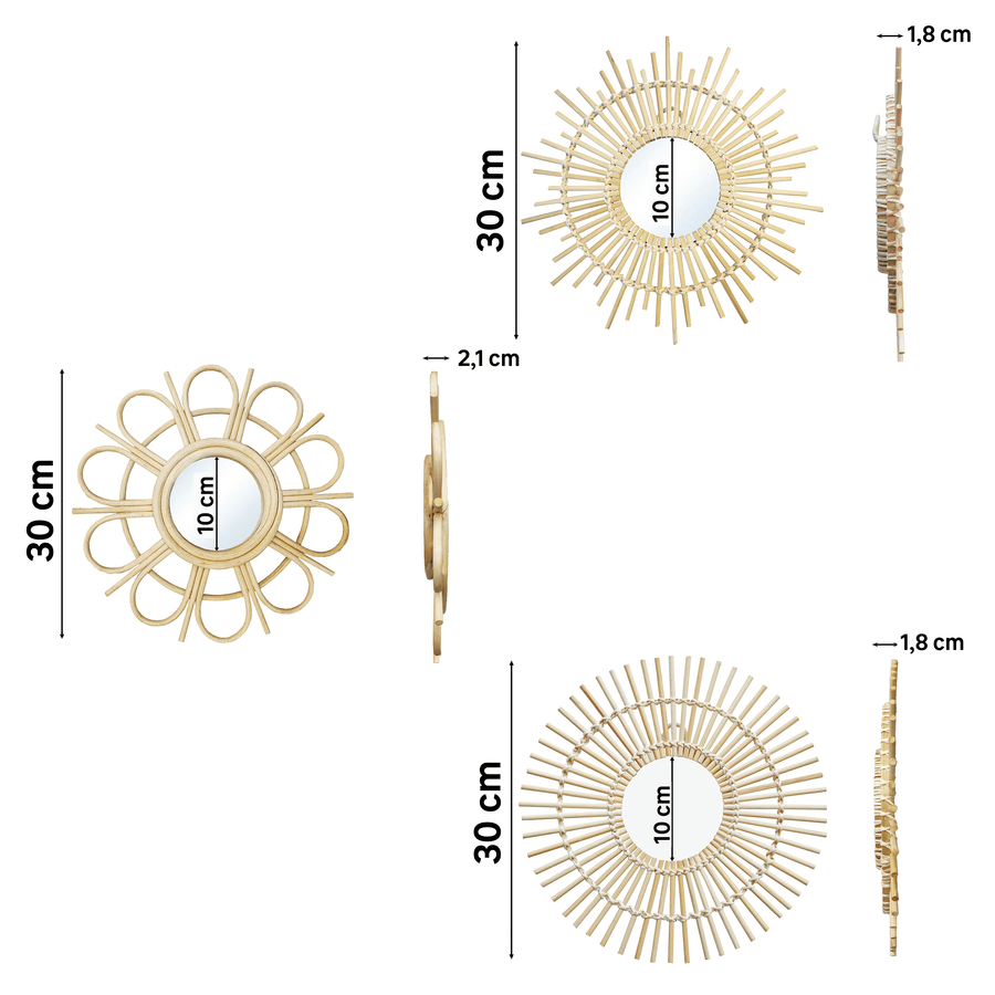 Bricocenter SET 3 BAMBOO MIRRORS D30 CM