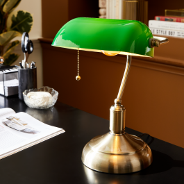 STUDIO LAMP ANITA ANTIQUE GOLD METAL AND GREEN GLASS H36 CM E27=40W