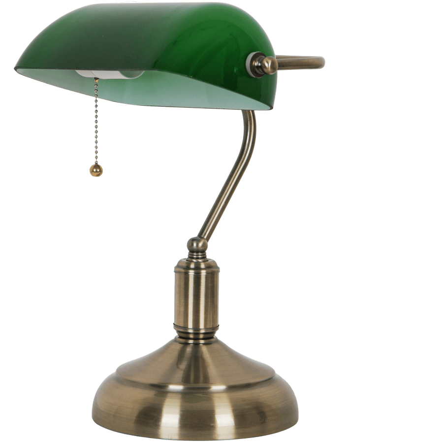 Bricocenter STUDIO LAMP ANITA ANTIQUE GOLD METAL AND GREEN GLASS H36 CM E27=40W