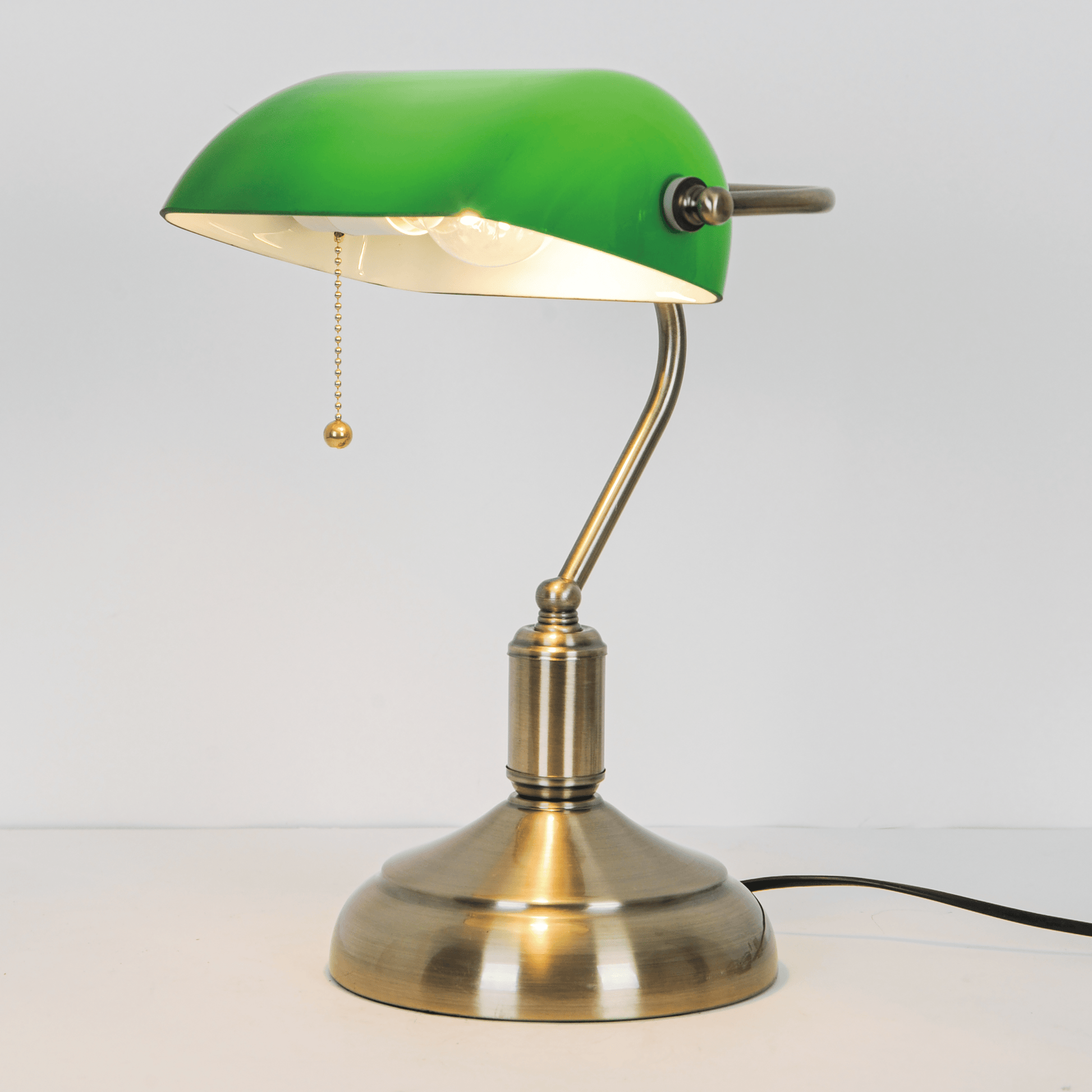 Bricocenter STUDIO LAMP ANITA ANTIQUE GOLD METAL AND GREEN GLASS H36 CM E27=40W