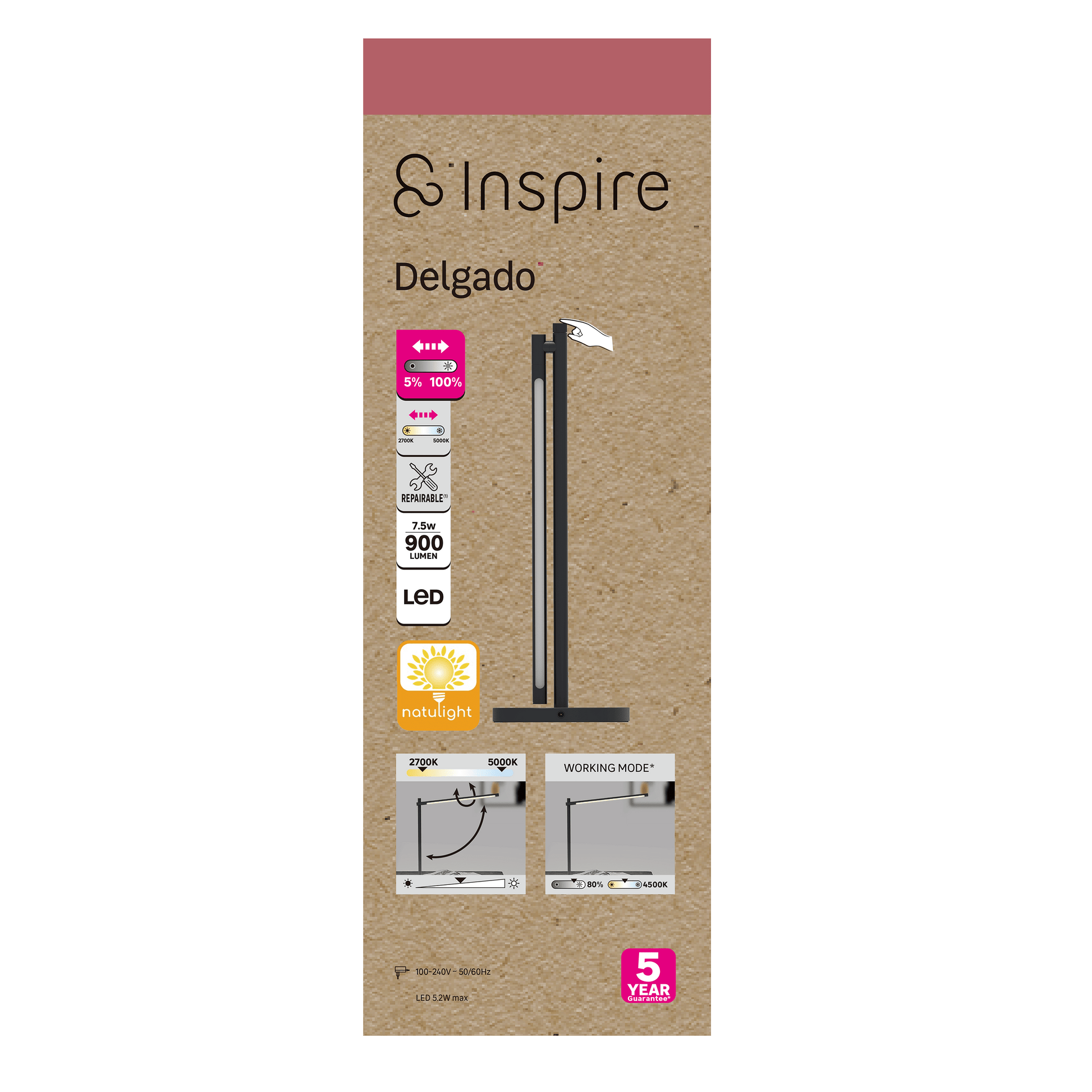 Bricocenter STUDIO LAMP DELGADO MTALLO BLACK H44 CM LED NATULIGHT CCT DIMMABLE