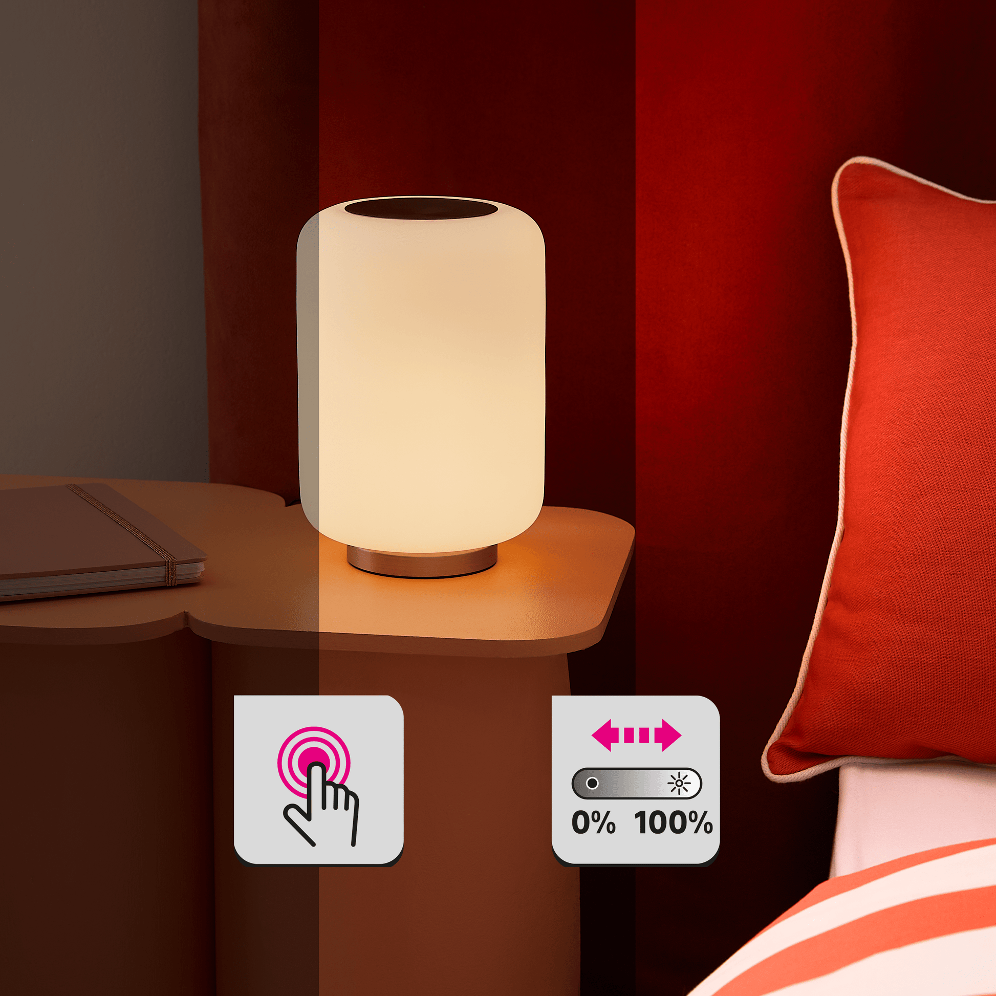 Bricocenter BOMBO METAL AND GLASS TABLE LAMP H21.5CM LED 6.5W WARM LIGHT DIIMERABLE TOUCH