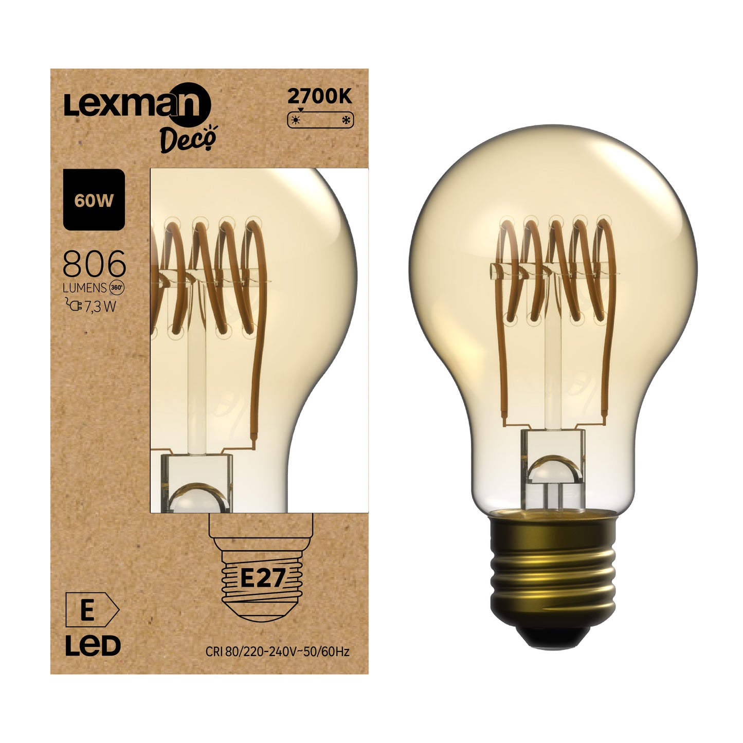 DECORATIVE LED BULB E27= 60W DROP SMALL AMBER