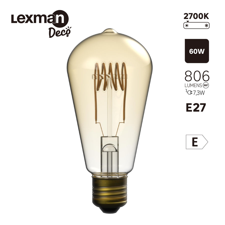 DECORATIVE LED BULB E27= 60W AMBER PEAR