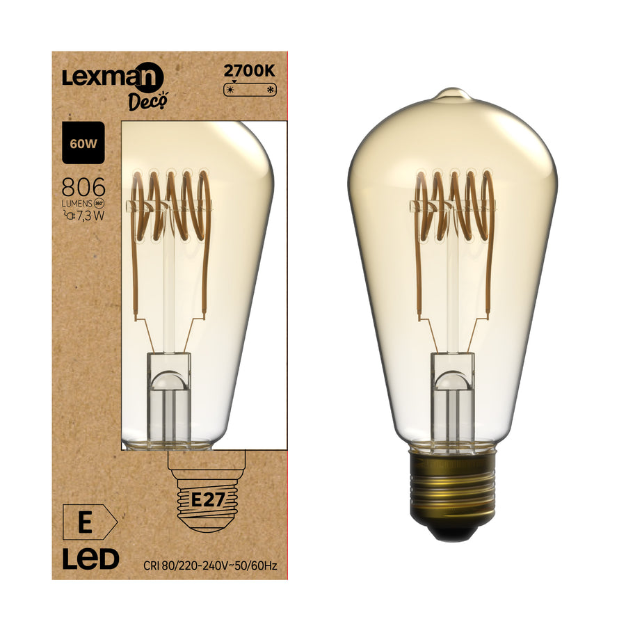 DECORATIVE LED BULB E27= 60W AMBER PEAR