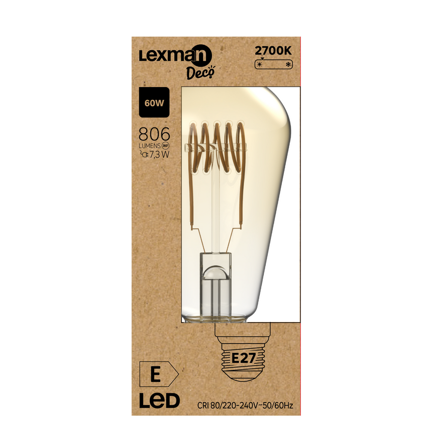 DECORATIVE LED BULB E27= 60W AMBER PEAR