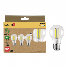 3 LED BULBS CLASS A E27=100W WARM LIGHT