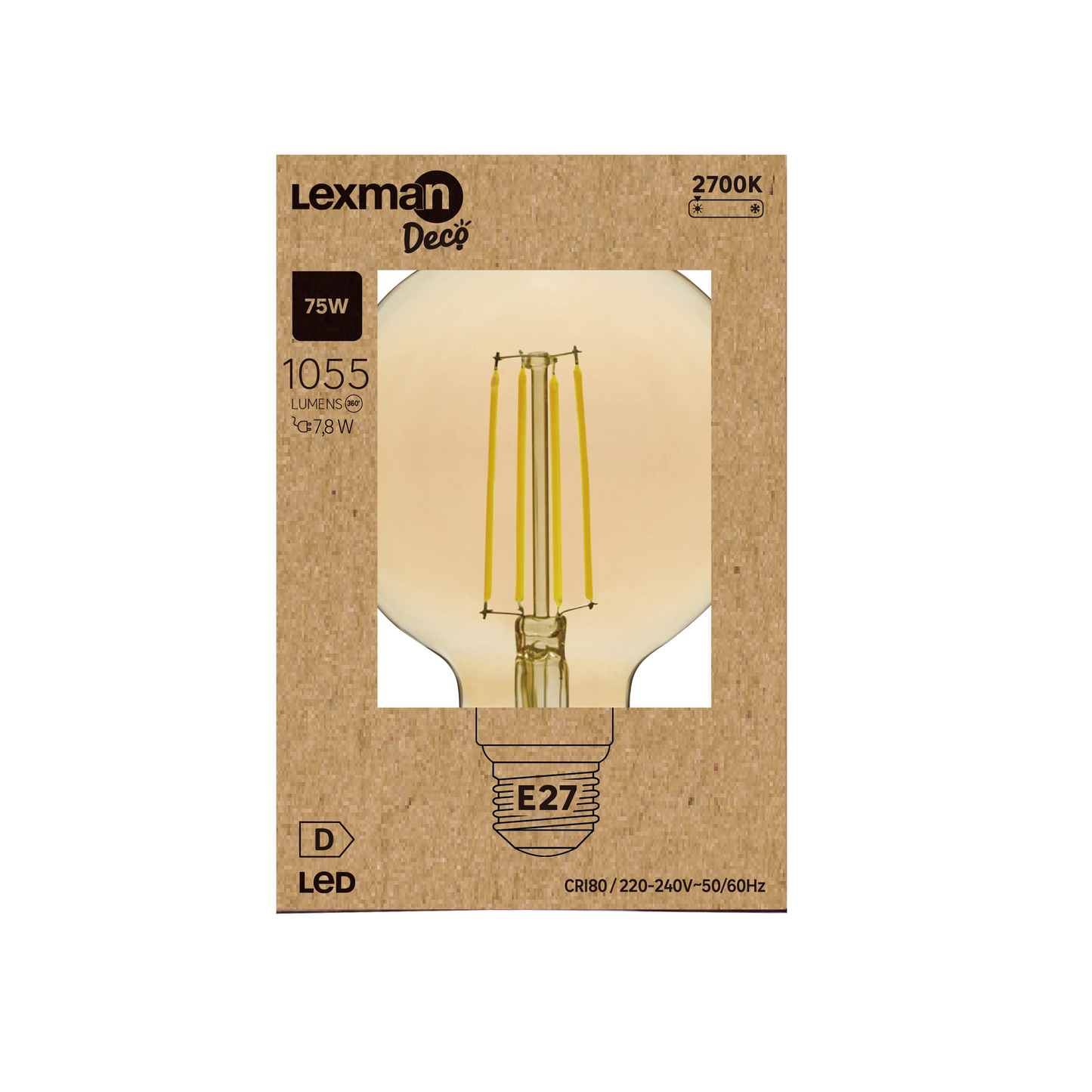 DECORATIVE LED BULB E27= 75W AMBER GLOBE
