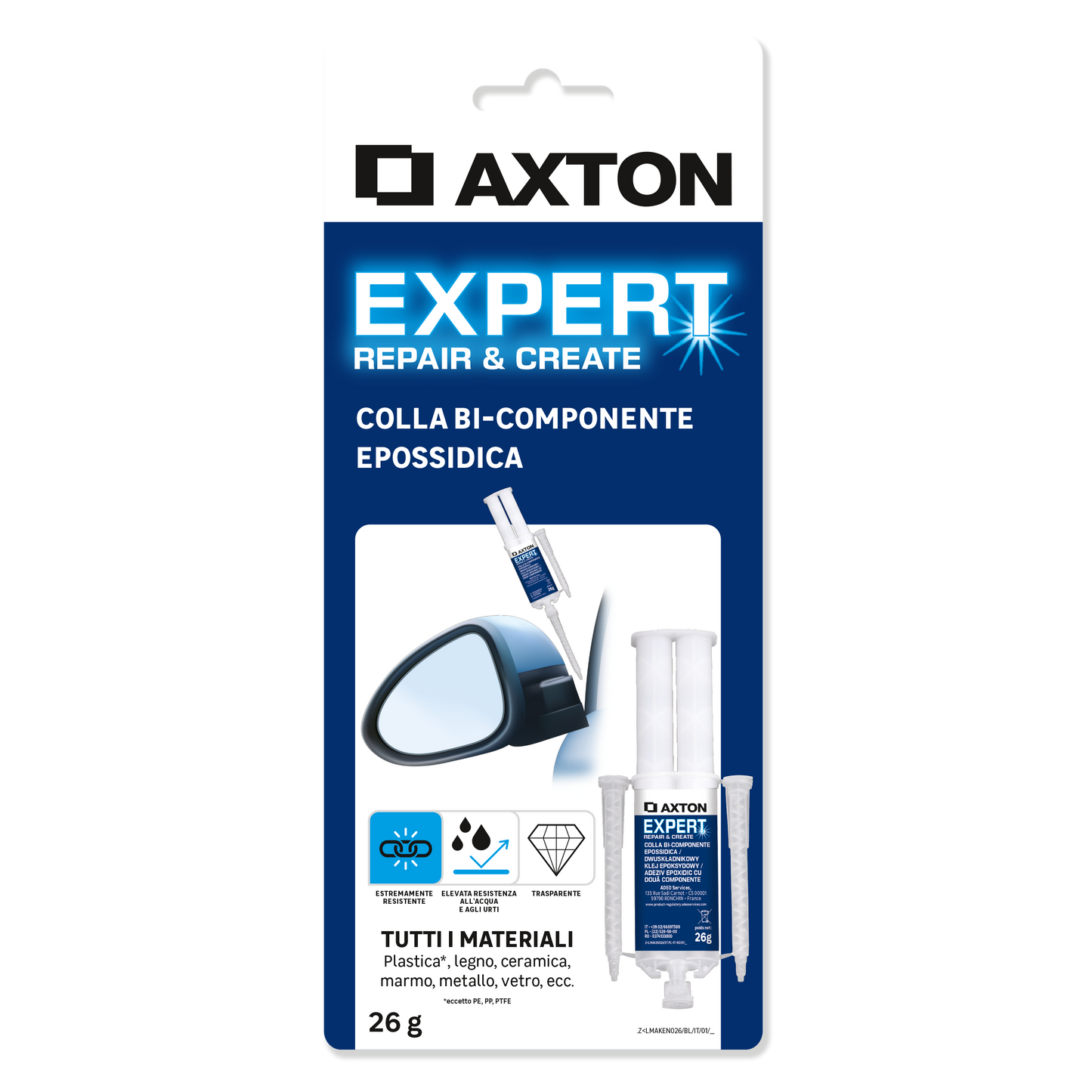 TWO-COMPONENT EPOXY GLUE ALL MATERIALS EXPERT AXTON 26GR