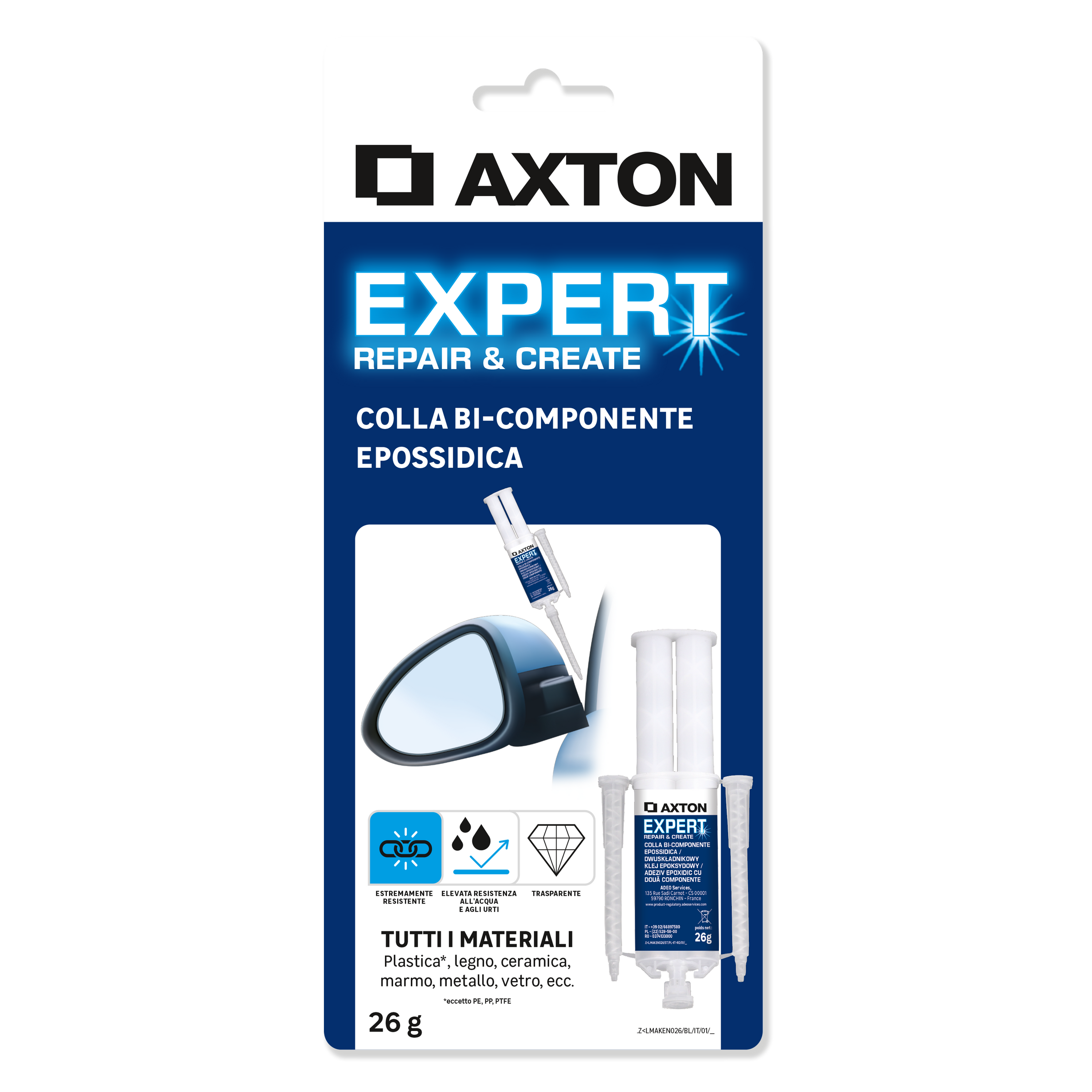 TWO-COMPONENT EPOXY GLUE ALL MATERIALS EXPERT AXTON 26GR