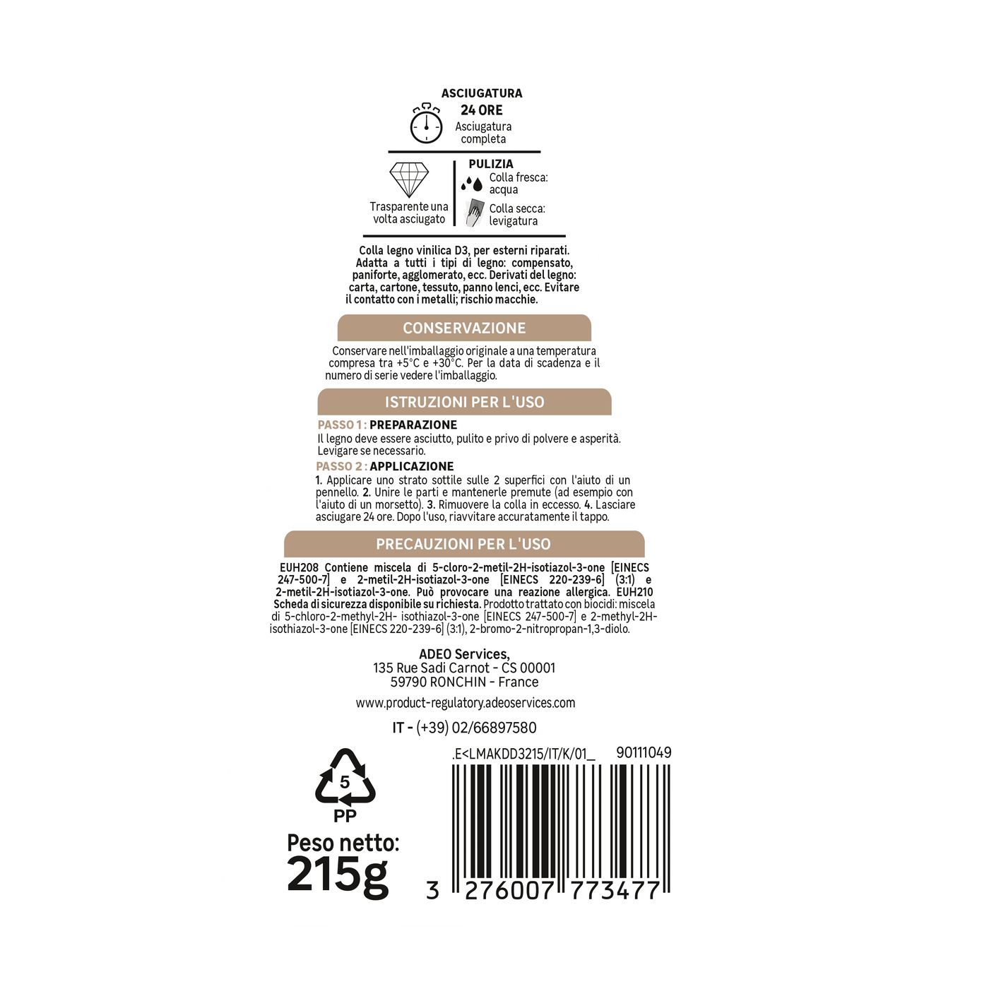 WOOD GLUE D3 AXTON 215GR