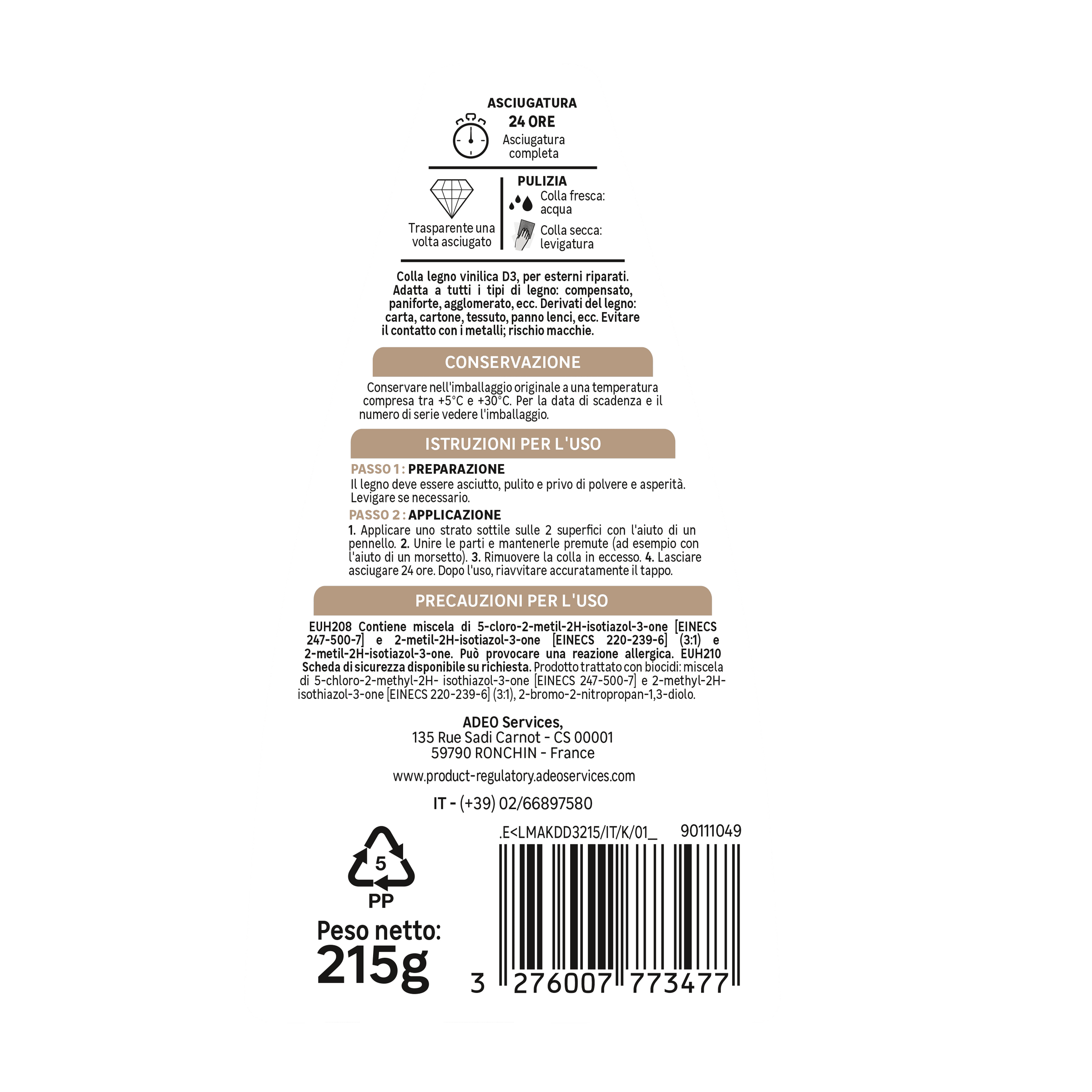 WOOD GLUE D3 AXTON 215GR