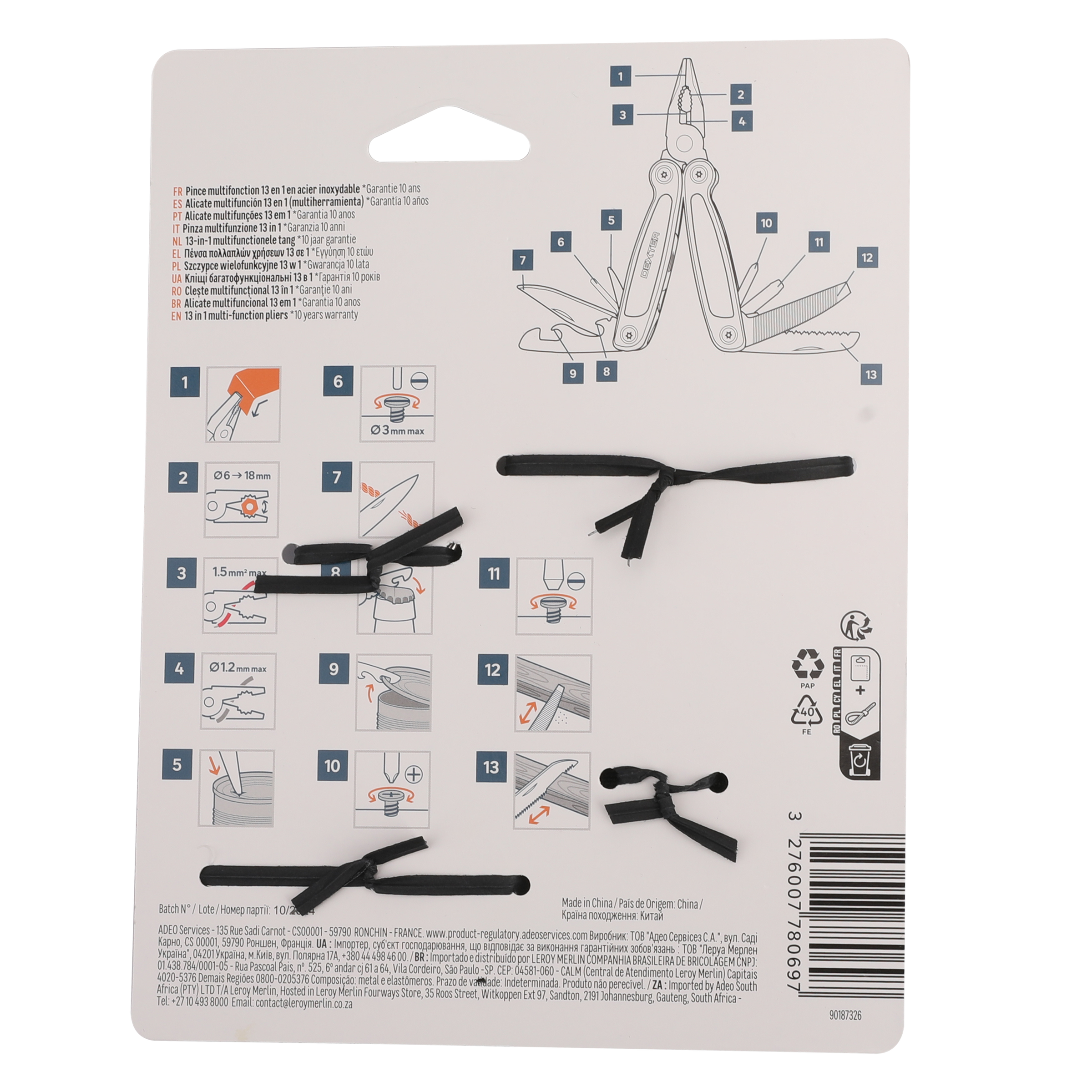 DEXTER 13-IN-1 MULTIFUNCTION FOLDING PLIERS