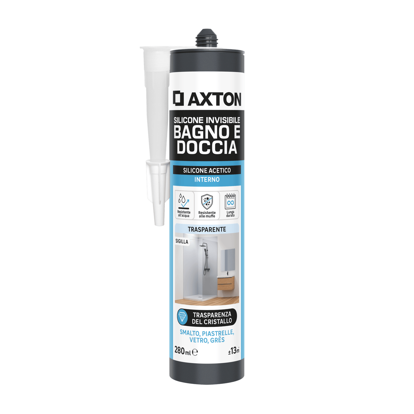 ACETIC SILICONE BATHS AND SHOWERS INVISIBLE AXTON 280 ML