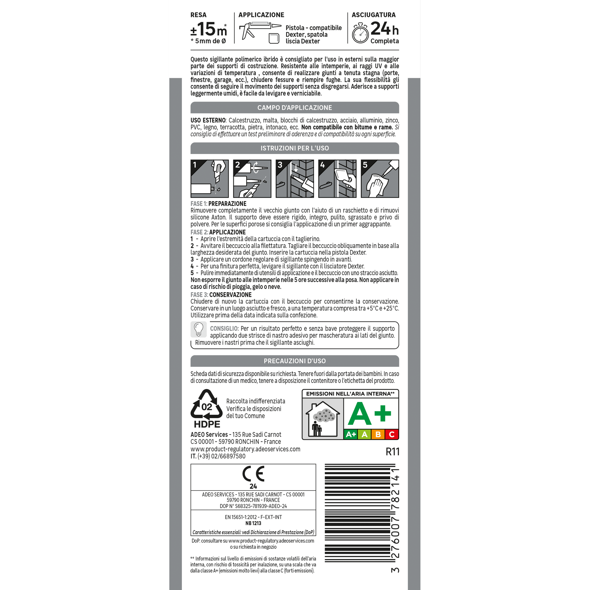 Bricocenter HYBRID POLYMER SEALANT ROOFS AND FACADES BLACK AXTON 280 ML