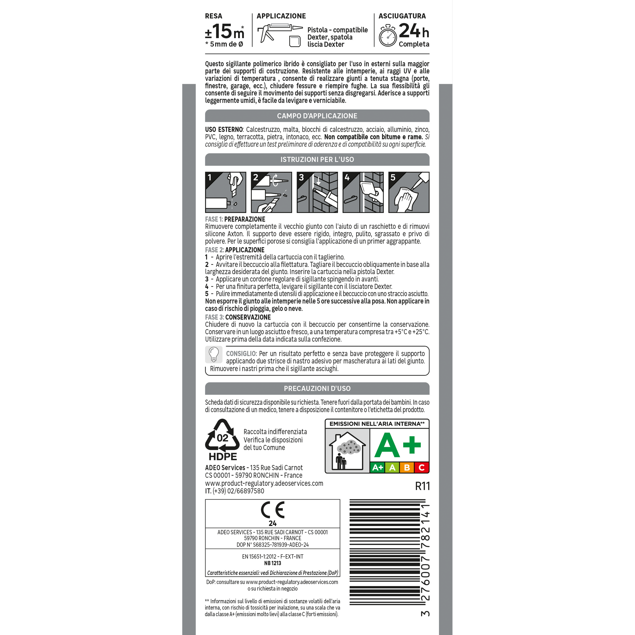 Bricocenter HYBRID POLYMER SEALANT ROOFS AND FACADES BLACK AXTON 280 ML