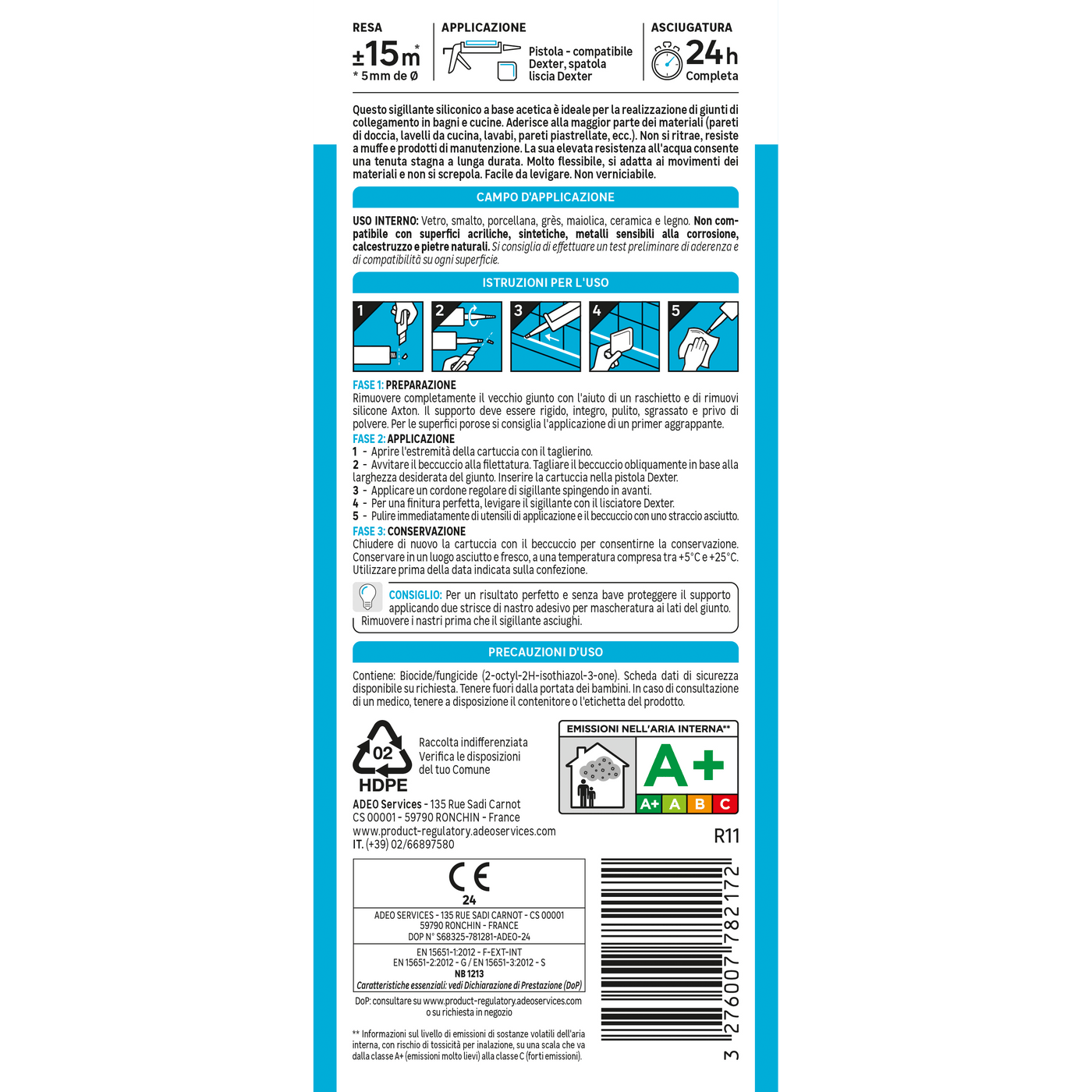Bricocenter BI-PACK ACETIC SILICONE BATHROOMS AND KITCHENS TRANSPARENT AXTON 280 ML