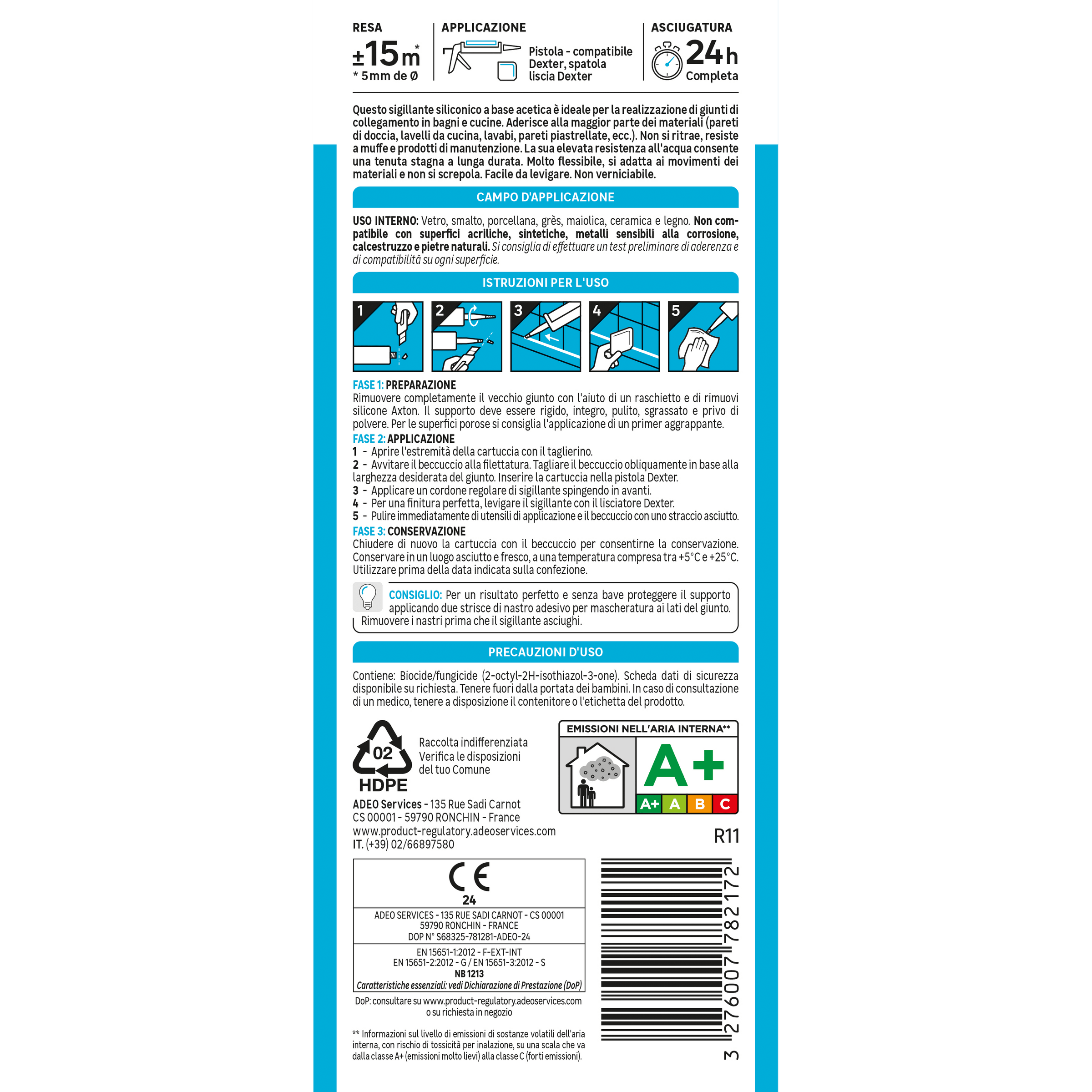 Bricocenter BI-PACK ACETIC SILICONE BATHROOMS AND KITCHENS TRANSPARENT AXTON 280 ML