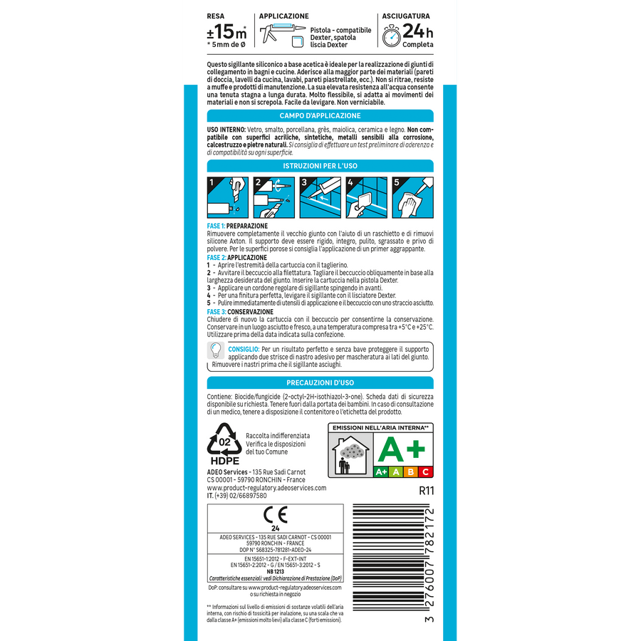 Bricocenter BI-PACK ACETIC SILICONE BATHROOMS AND KITCHENS TRANSPARENT AXTON 280 ML