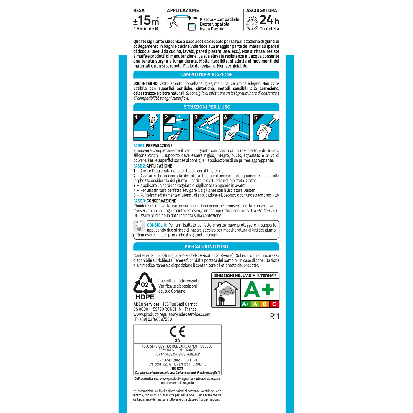 Bricocenter BI-PACK ACETIC SILICONE BATHROOMS AND KITCHENS WHITE AXTON 280 ML