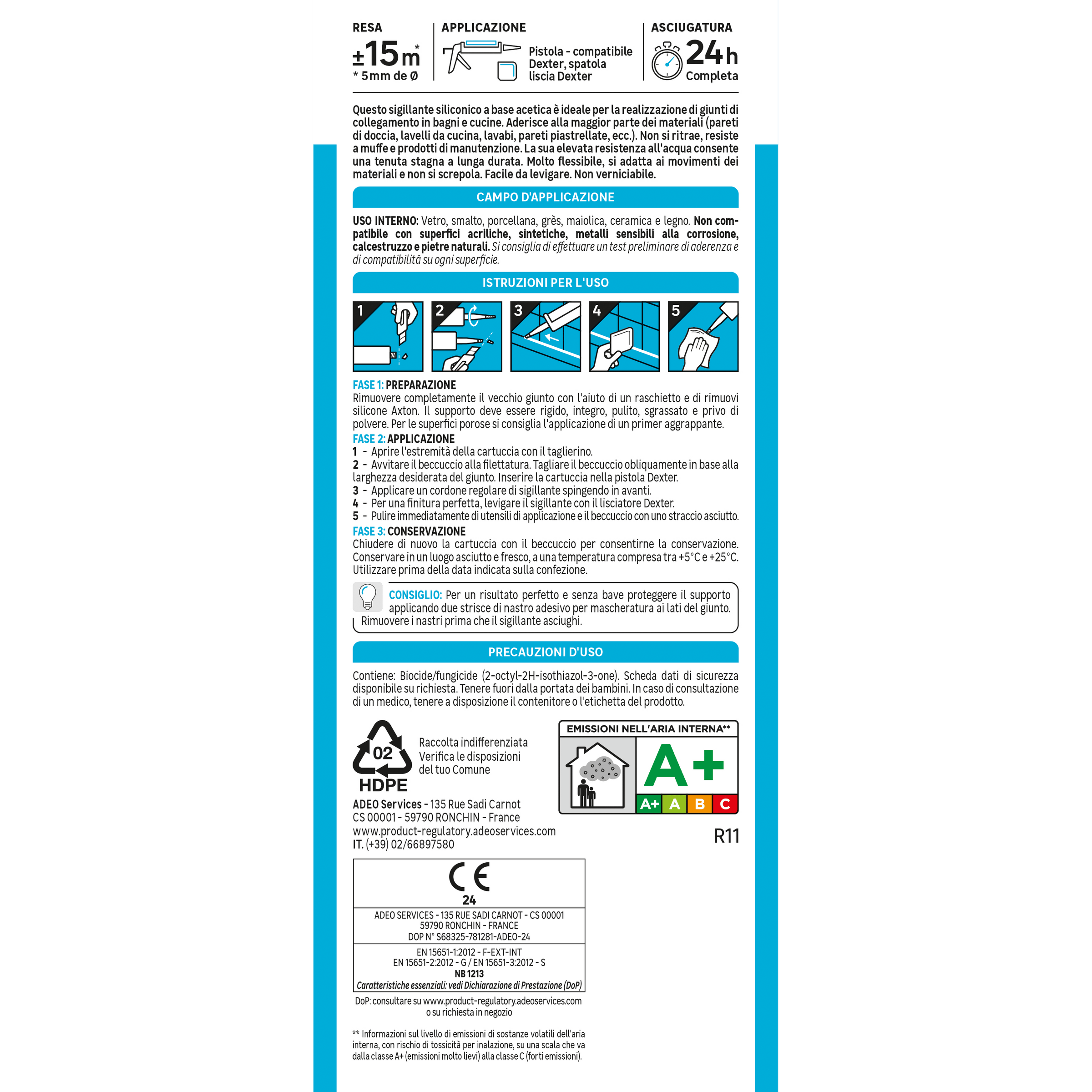 Bricocenter BI-PACK ACETIC SILICONE BATHROOMS AND KITCHENS WHITE AXTON 280 ML