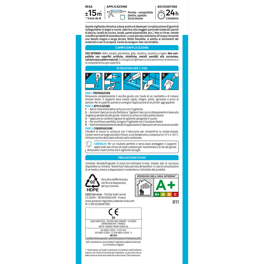 Bricocenter BI-PACK ACETIC SILICONE BATHROOMS AND KITCHENS WHITE AXTON 280 ML