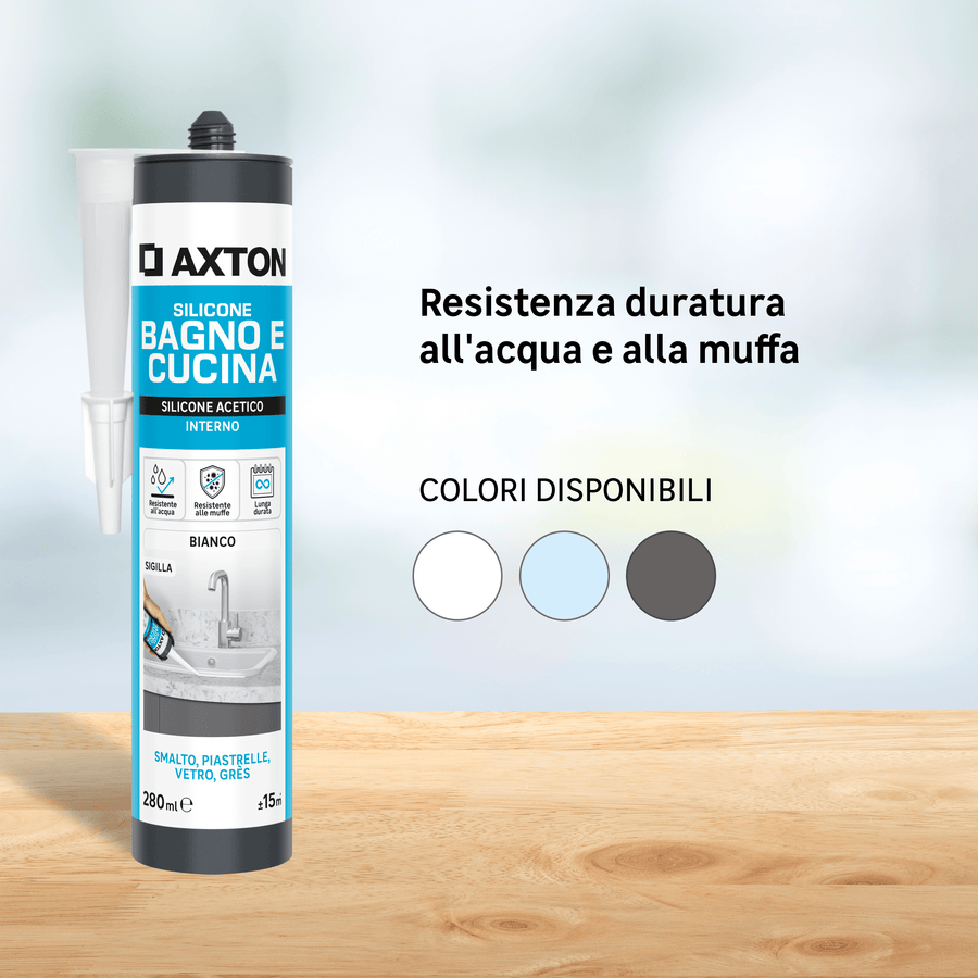 Bricocenter BI-PACK ACETIC SILICONE BATHROOMS AND KITCHENS WHITE AXTON 280 ML