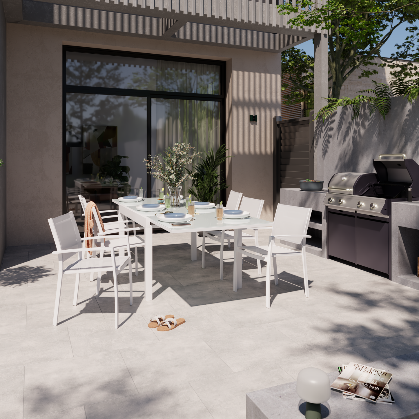 LYRA BETA CHAIR WITH ARMRESTS NATERIAL ALUMINUM AND TEXTILENE WHITE