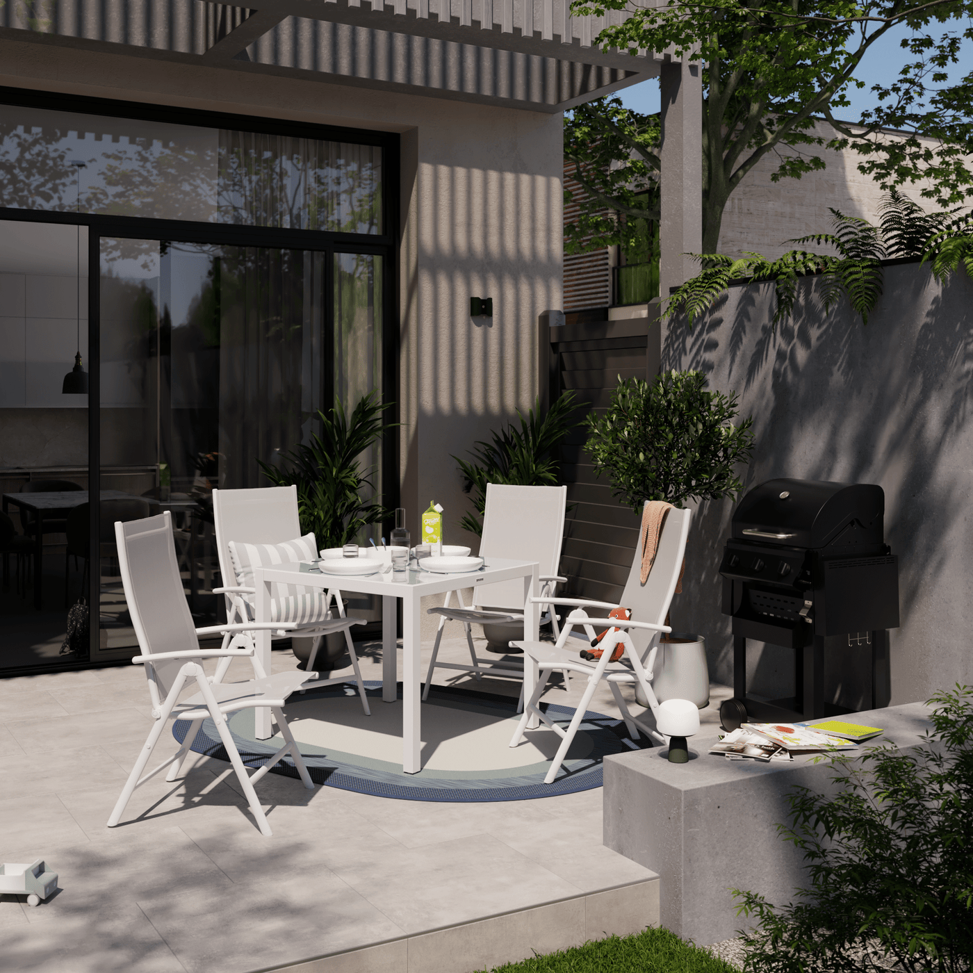 Bricocenter SET 2 MULTIPOSITION ARMCHAIRS ODYSSEA NATERIAL ALUMINUM AND TEXTILENE WHITE