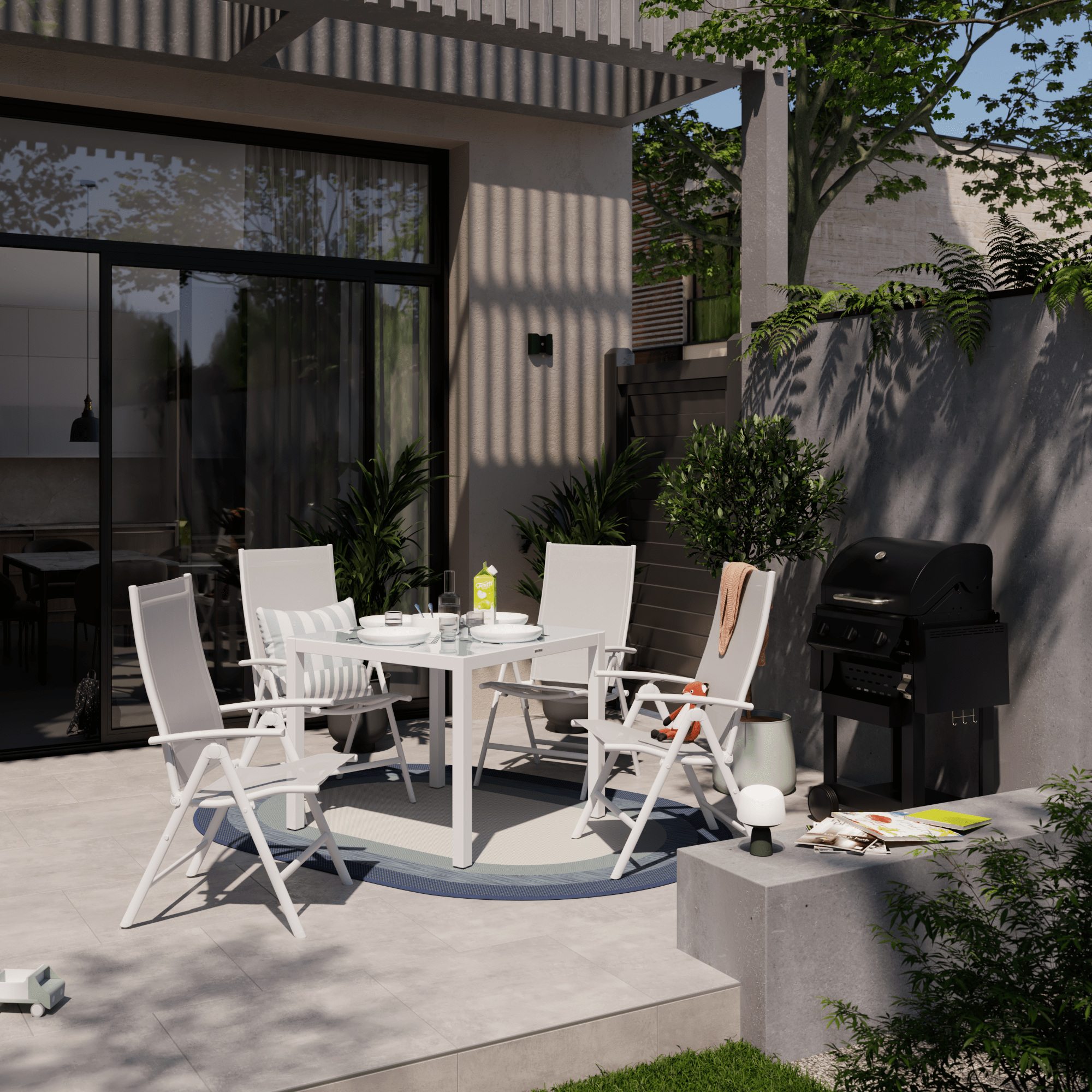 Bricocenter SET 2 MULTIPOSITION ARMCHAIRS ODYSSEA NATERIAL ALUMINUM AND TEXTILENE WHITE