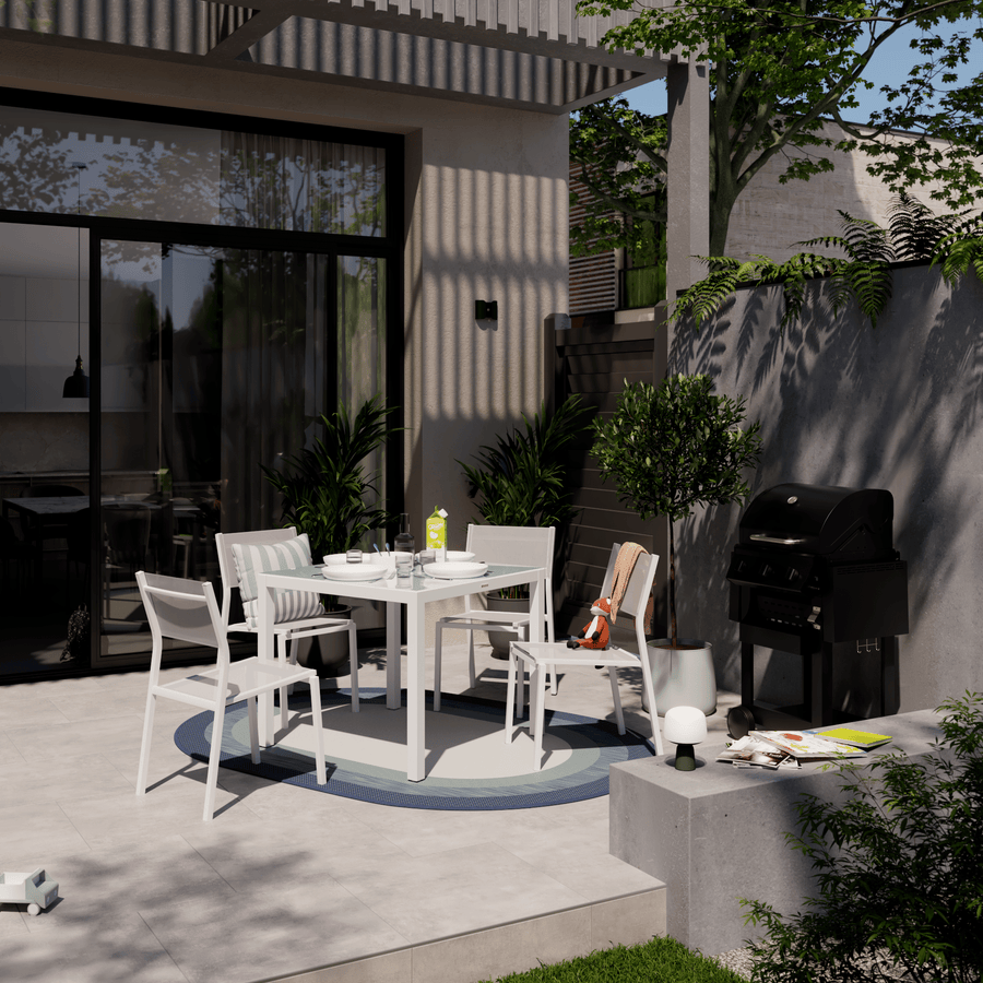 Bricocenter LYRA BETA CHAIR WITHOUT ARMRESTS NATERIAL ALUMINUM AND TEXTILENE WHITE