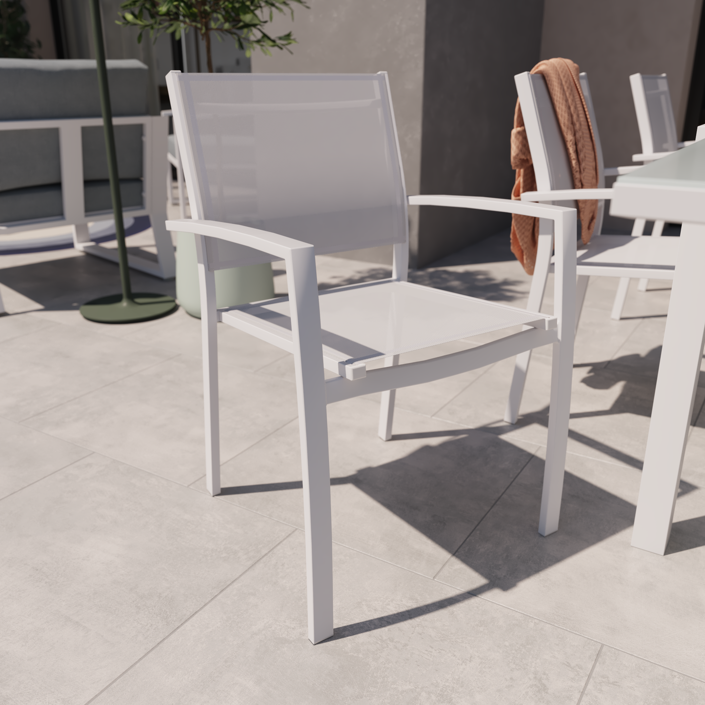 LYRA BETA CHAIR WITH ARMRESTS NATERIAL ALUMINUM AND TEXTILENE WHITE