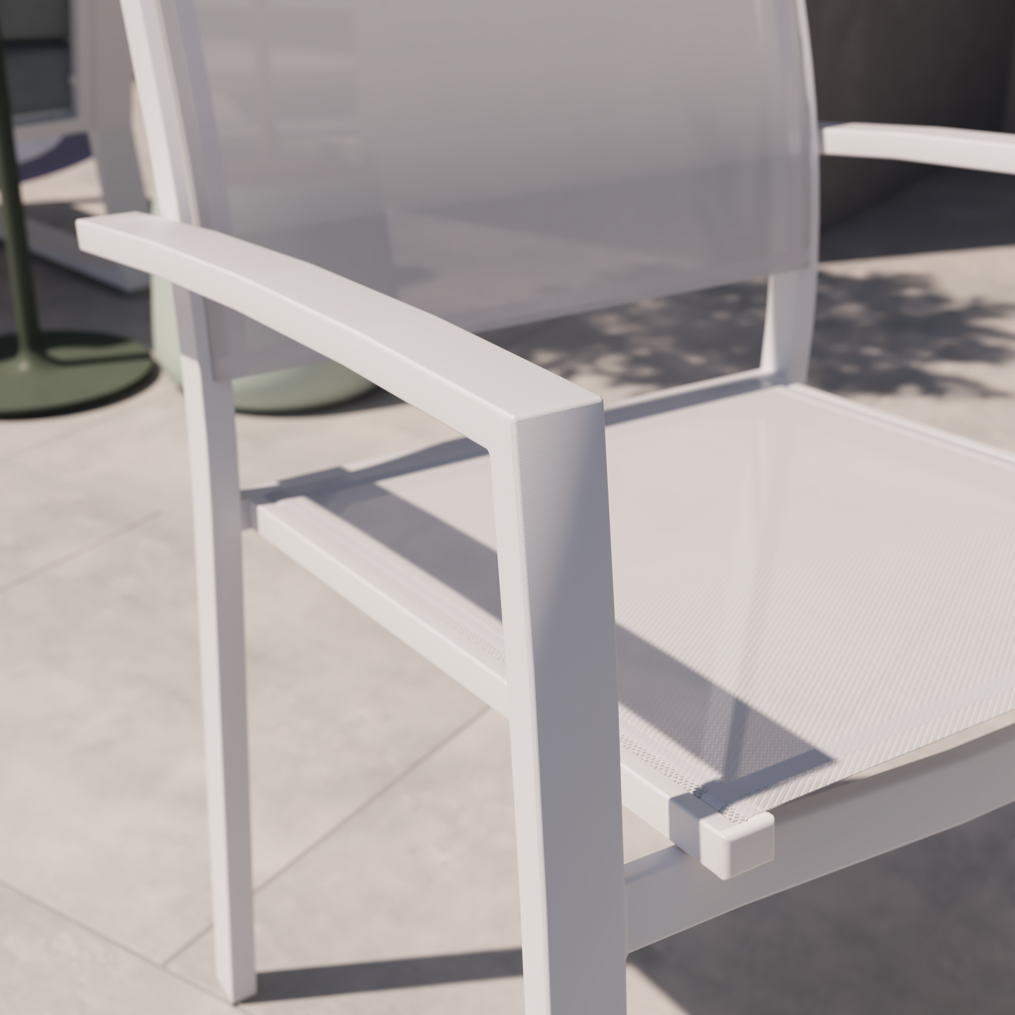 LYRA BETA CHAIR WITH ARMRESTS NATERIAL ALUMINUM AND TEXTILENE WHITE