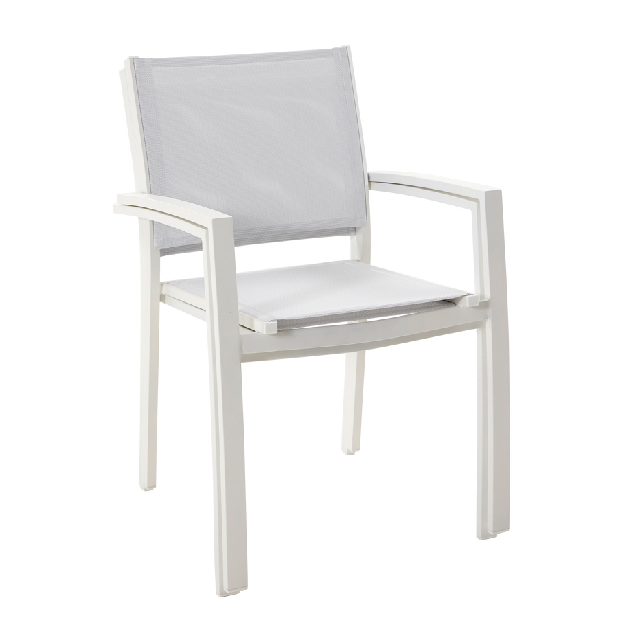 LYRA BETA CHAIR WITH ARMRESTS NATERIAL ALUMINUM AND TEXTILENE WHITE