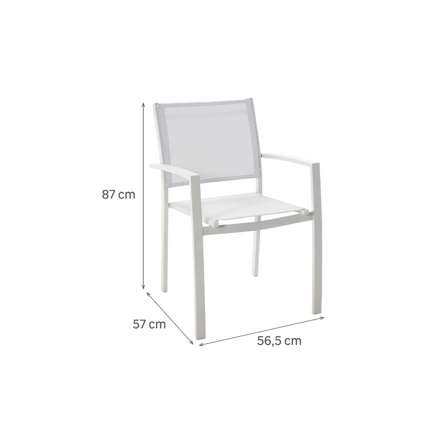 LYRA BETA CHAIR WITH ARMRESTS NATERIAL ALUMINUM AND TEXTILENE WHITE