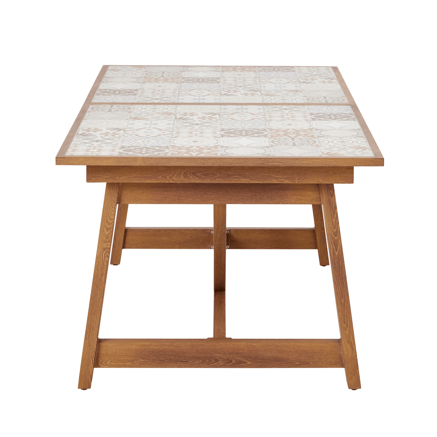 Bricocenter GAIA TABLE 6/8 SEATS 191.5/257X96 WOOD EFFECT WITH NATERIAL CERAMIC MOSAIC TOP