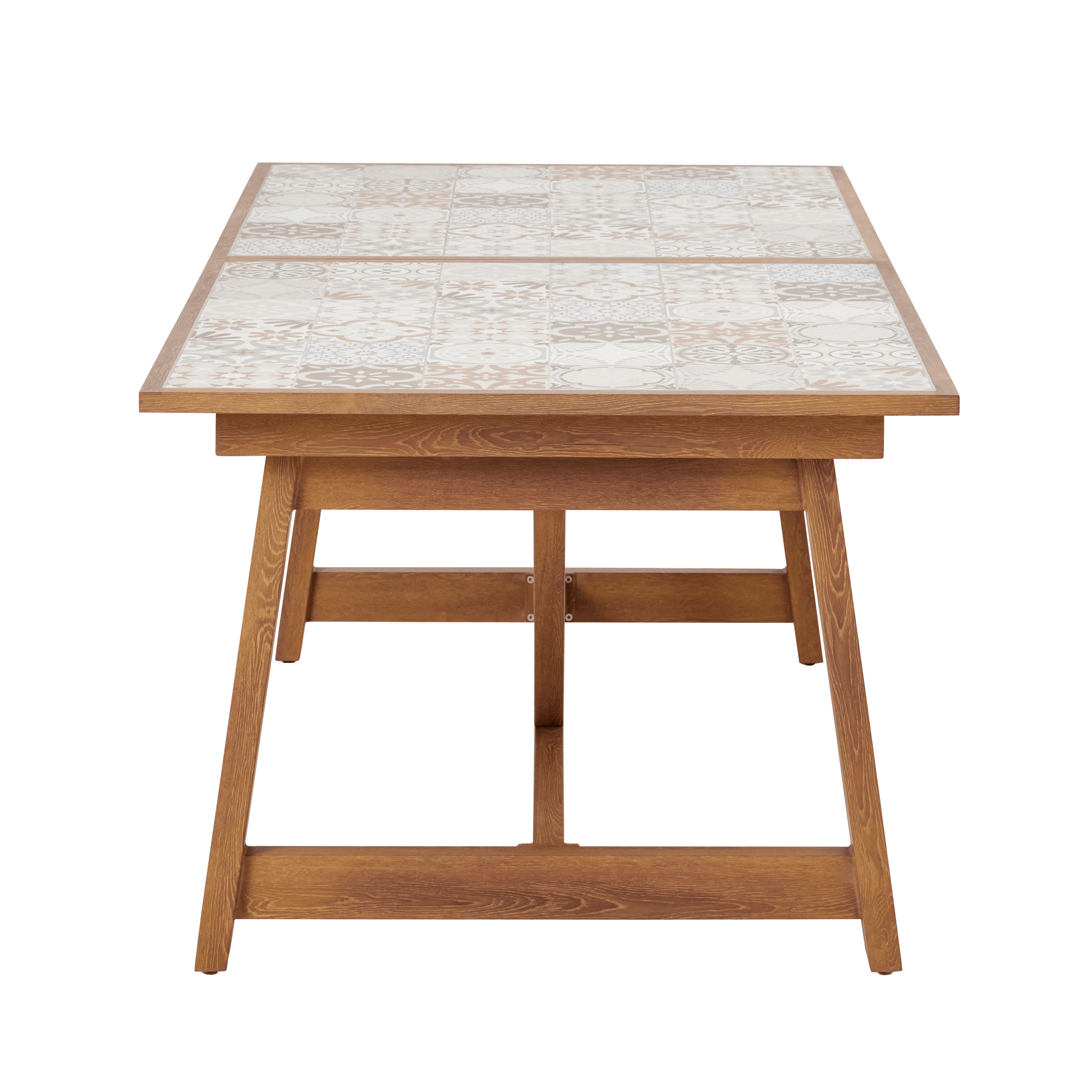Bricocenter GAIA TABLE 6/8 SEATS 191.5/257X96 WOOD EFFECT WITH NATERIAL CERAMIC MOSAIC TOP