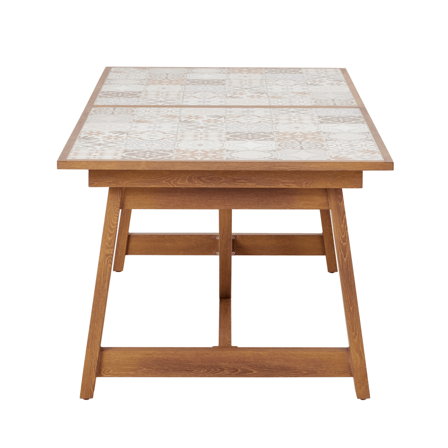 Bricocenter GAIA TABLE 6/8 SEATS 191.5/257X96 WOOD EFFECT WITH NATERIAL CERAMIC MOSAIC TOP