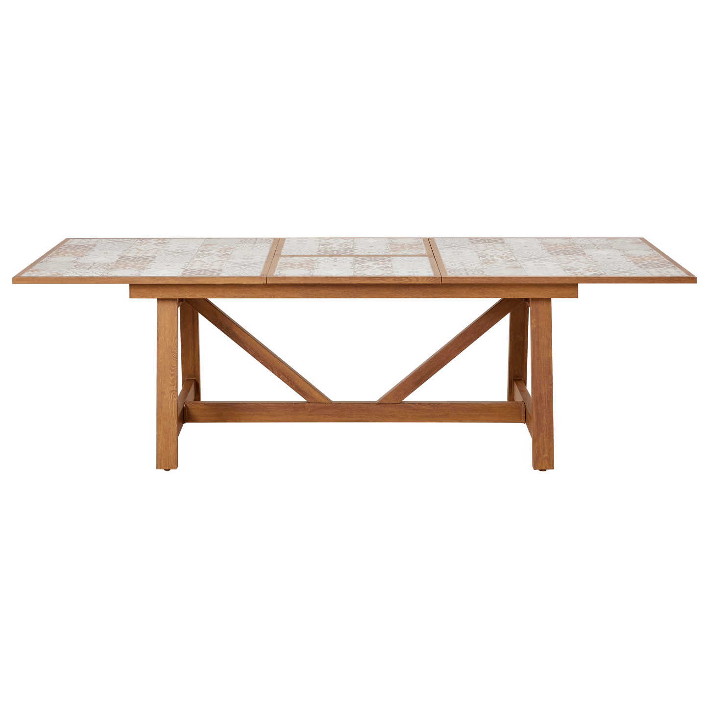 Bricocenter GAIA TABLE 6/8 SEATS 191.5/257X96 WOOD EFFECT WITH NATERIAL CERAMIC MOSAIC TOP